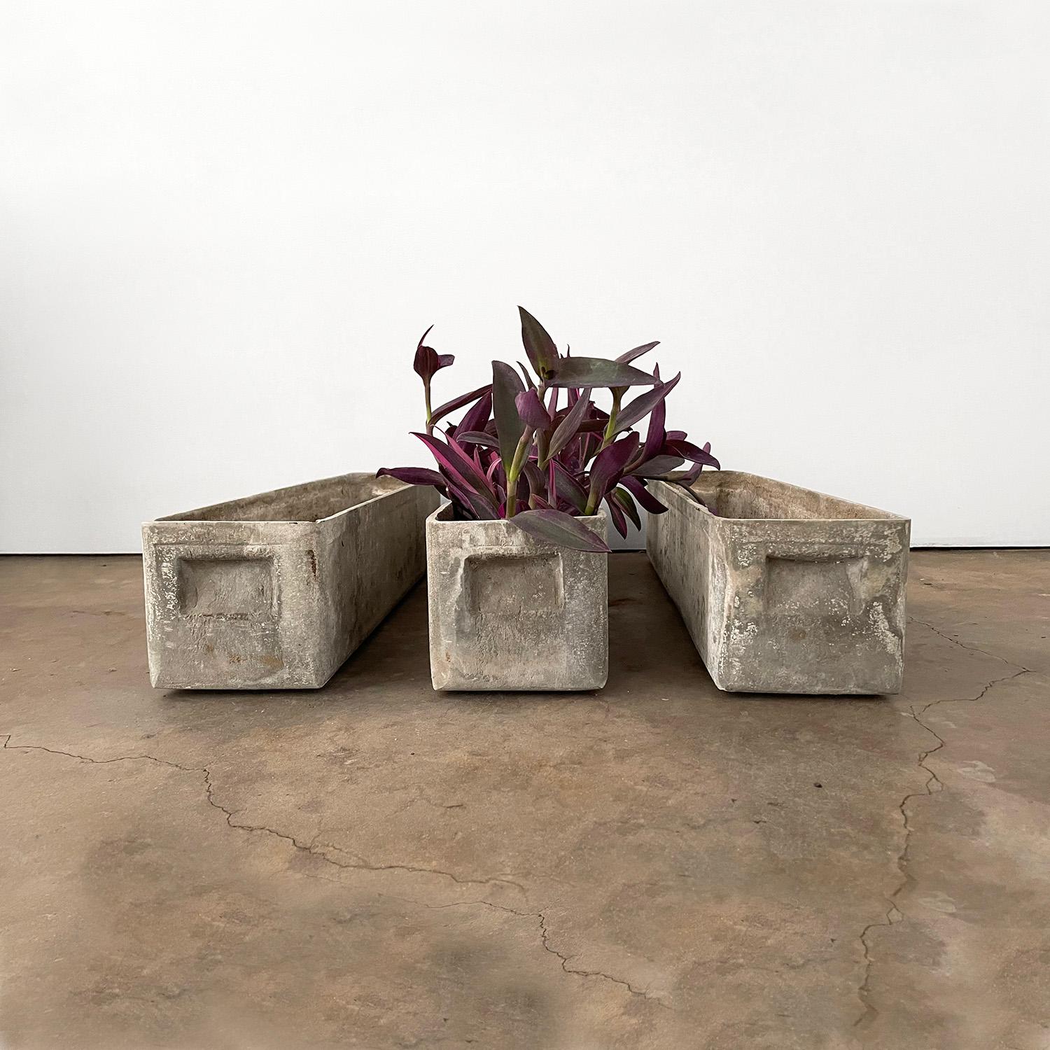 Concrete Willy Guhl Set of 3 Rectangle Planters