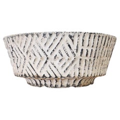 Willy Guhl Style Cast Cement Planter with Geometric Pattern