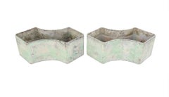 Willy Guhl Style Convex Planters in Aged Concrete, Mid-Century USA