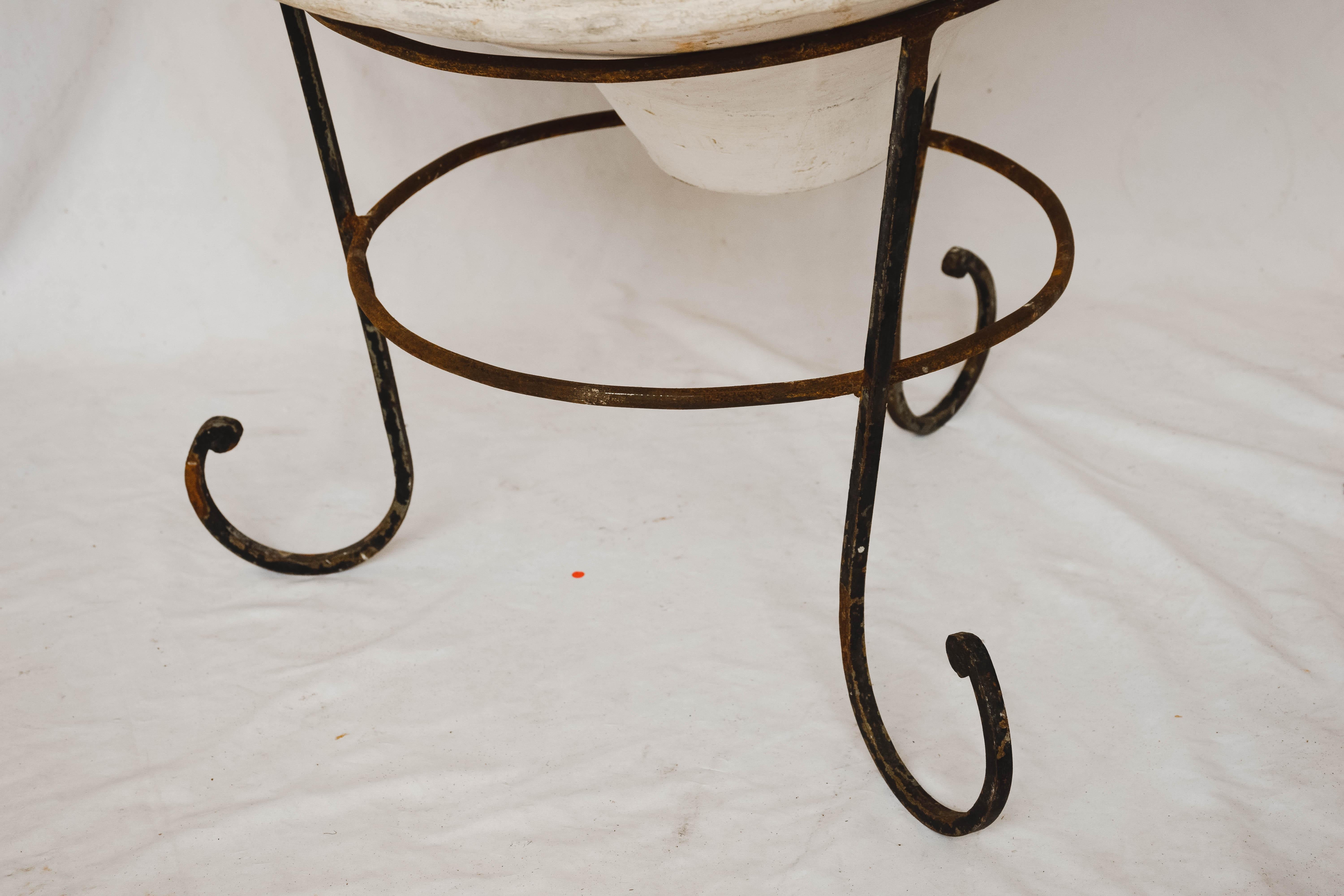 Willy Guhl Style Tilted Planter on Iron Stand For Sale 3