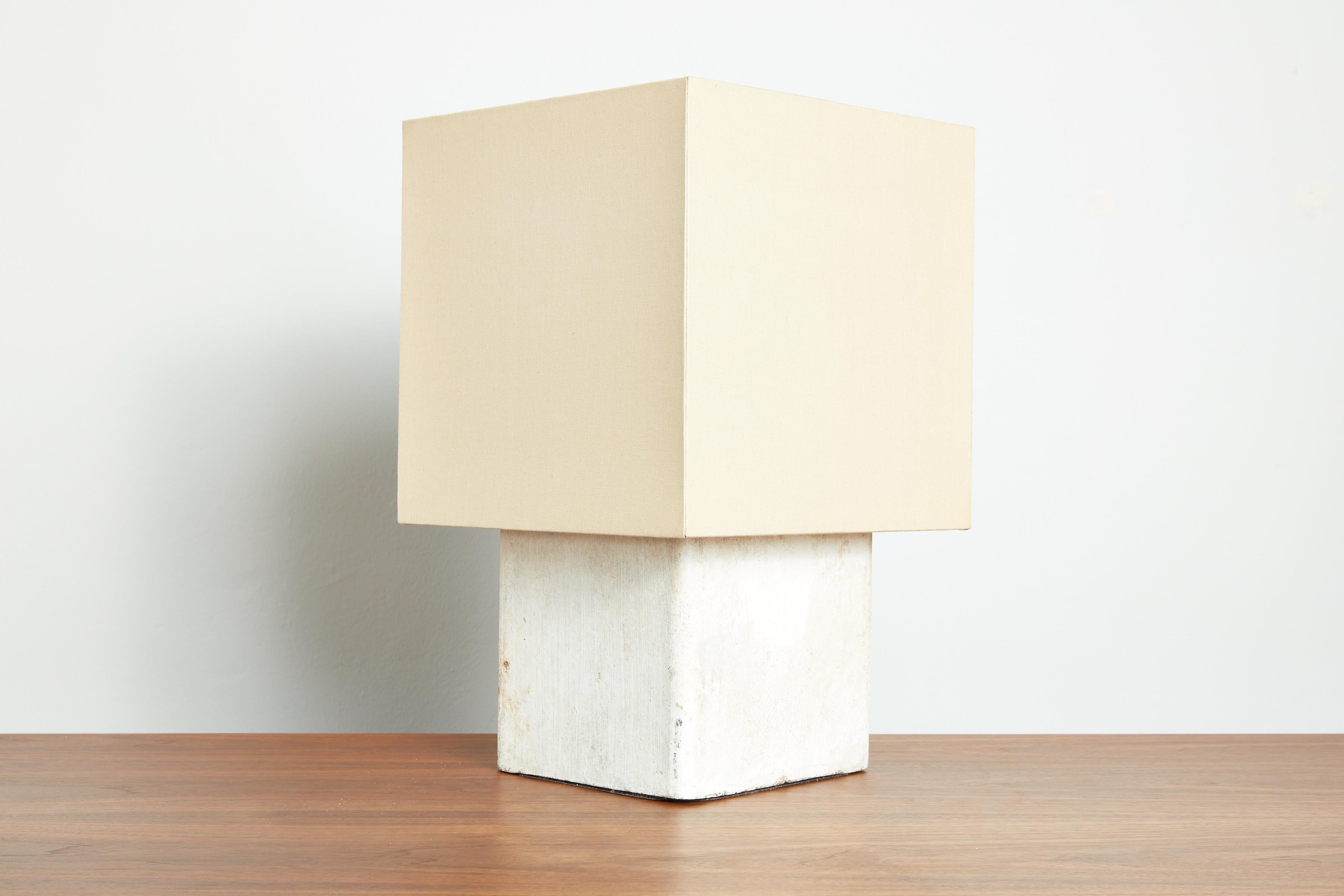 Willy Guhl table lamp in varying patina's 
New linen shade 
Pairs available.