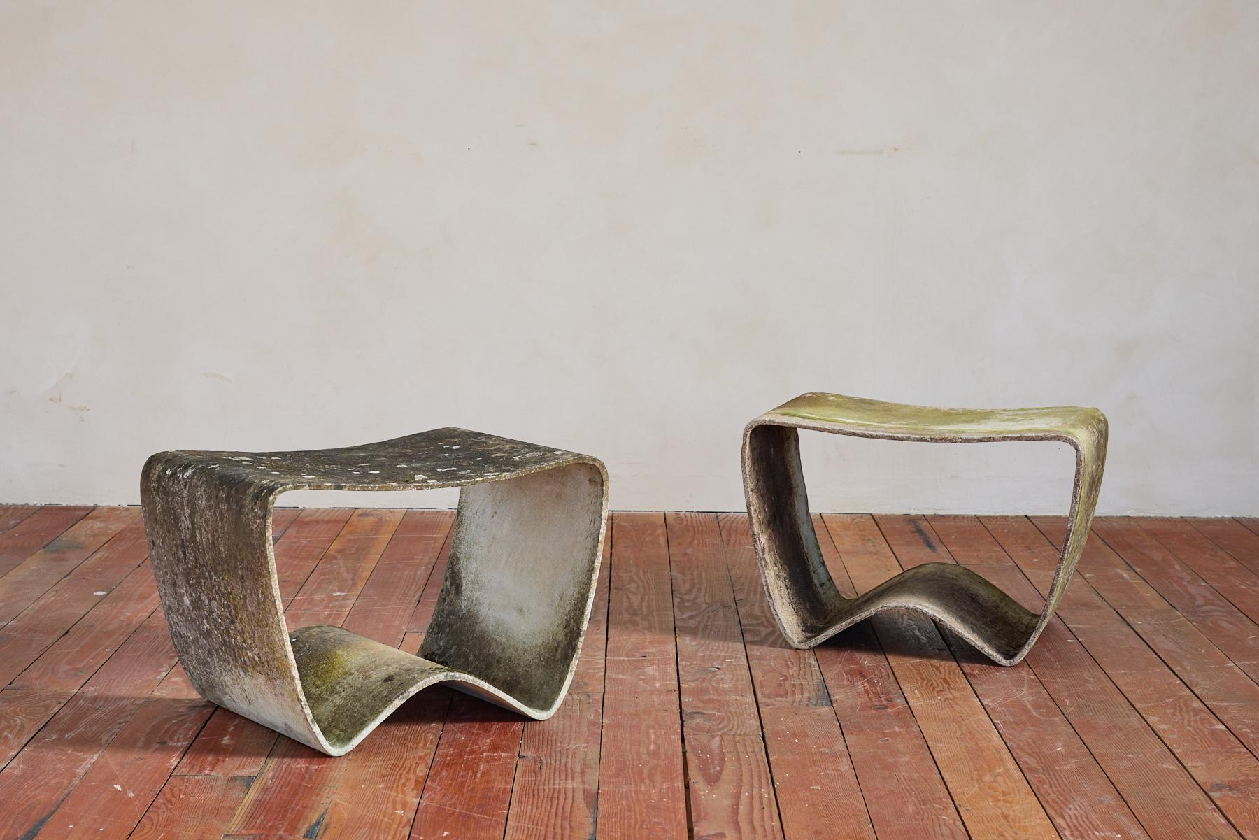 Willy Guhl Wavy Table/Stool, Switzerland
Original construction of cement fiber.
Fantastic patina

Sold individually 
      