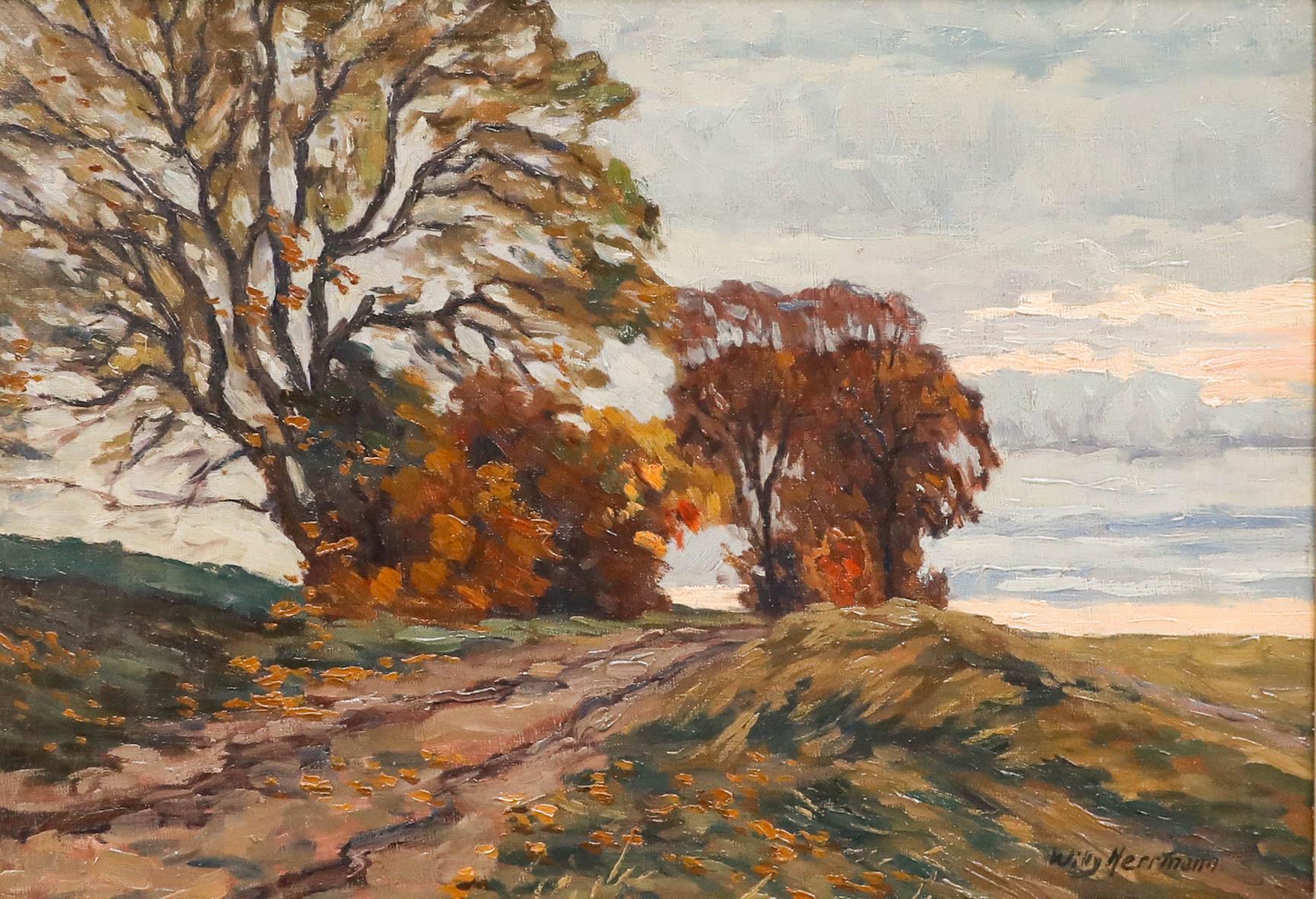 Willy Herrmann (1895-1963) - Gerahmtes Öl aus der Mitte des 20. Jahrhunderts, Herbstabende im Angebot 1