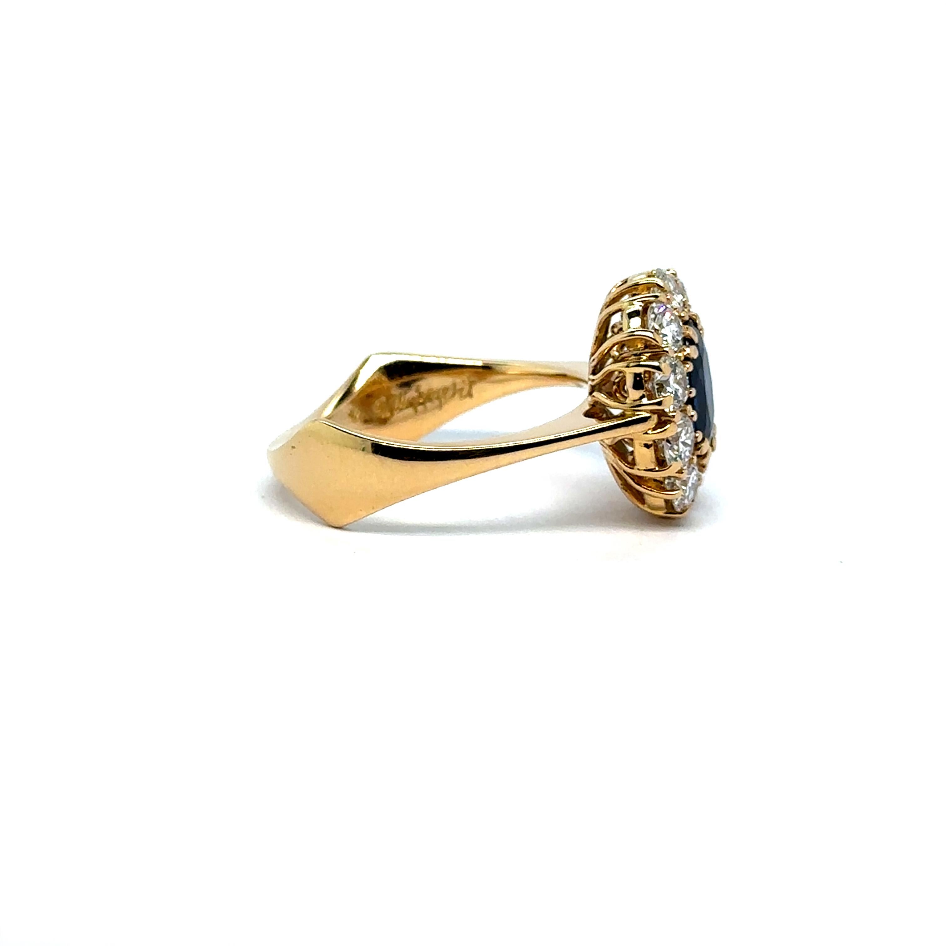WILLY JAGERT, Cluster-Ring aus 18 Karat Gold mit Saphir und Diamanten. (Zeitgenössisch)