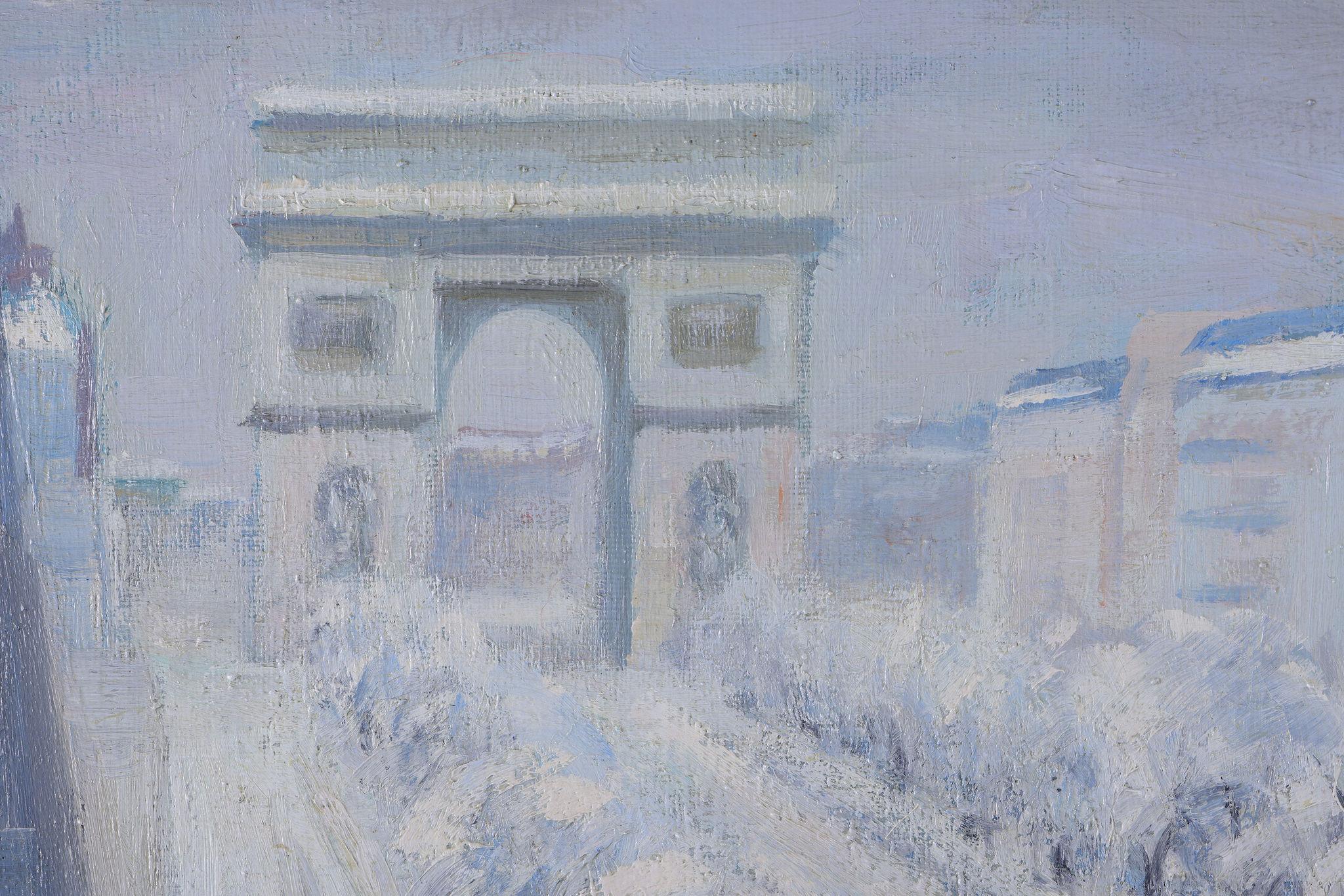 Willy James Rochat - Antique Painting of Les Champs Elysees in the ...
