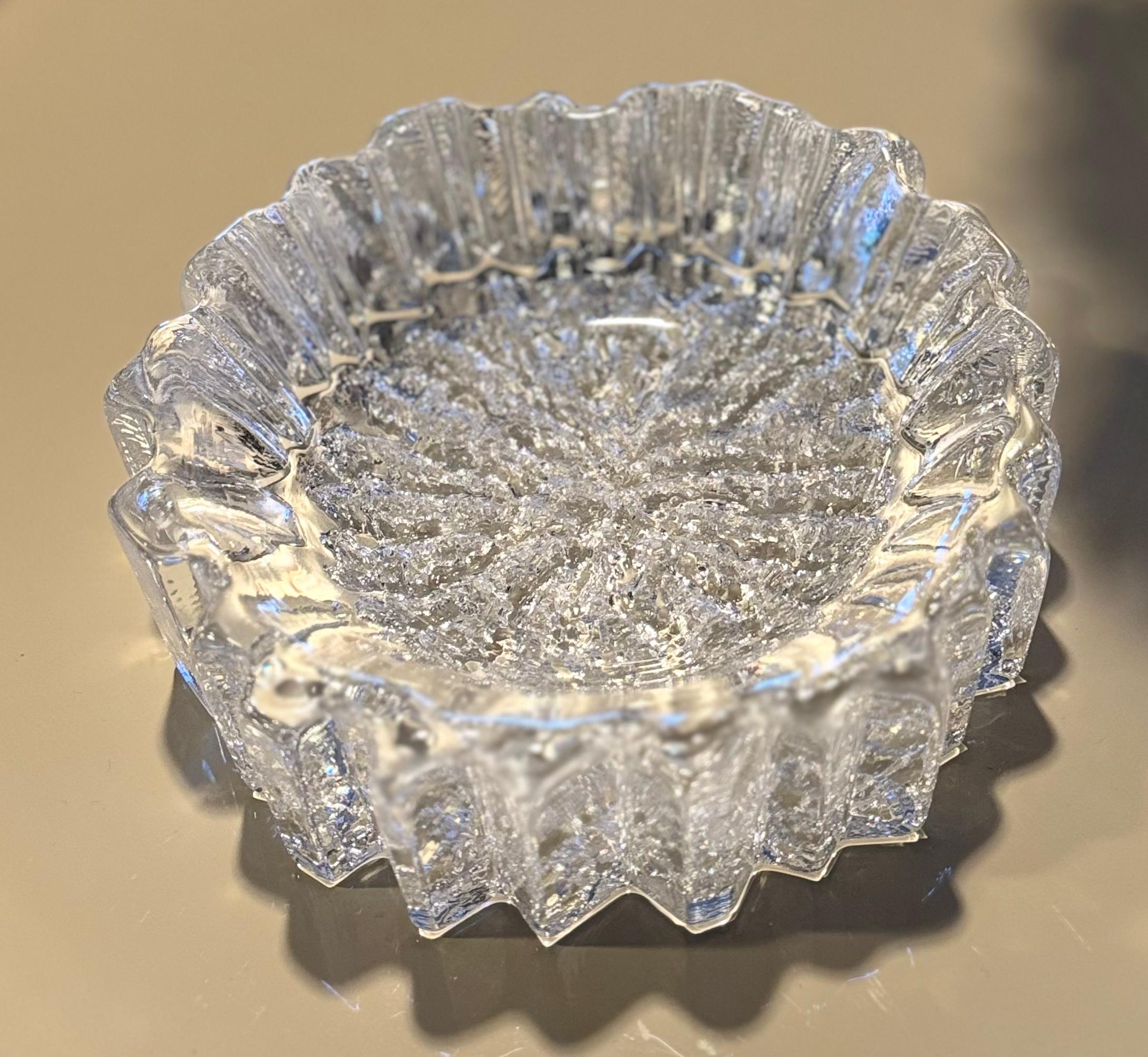 Norwegian Willy Johansson Hadeland Norway Nautilus Crystal Glass Bowl For Sale