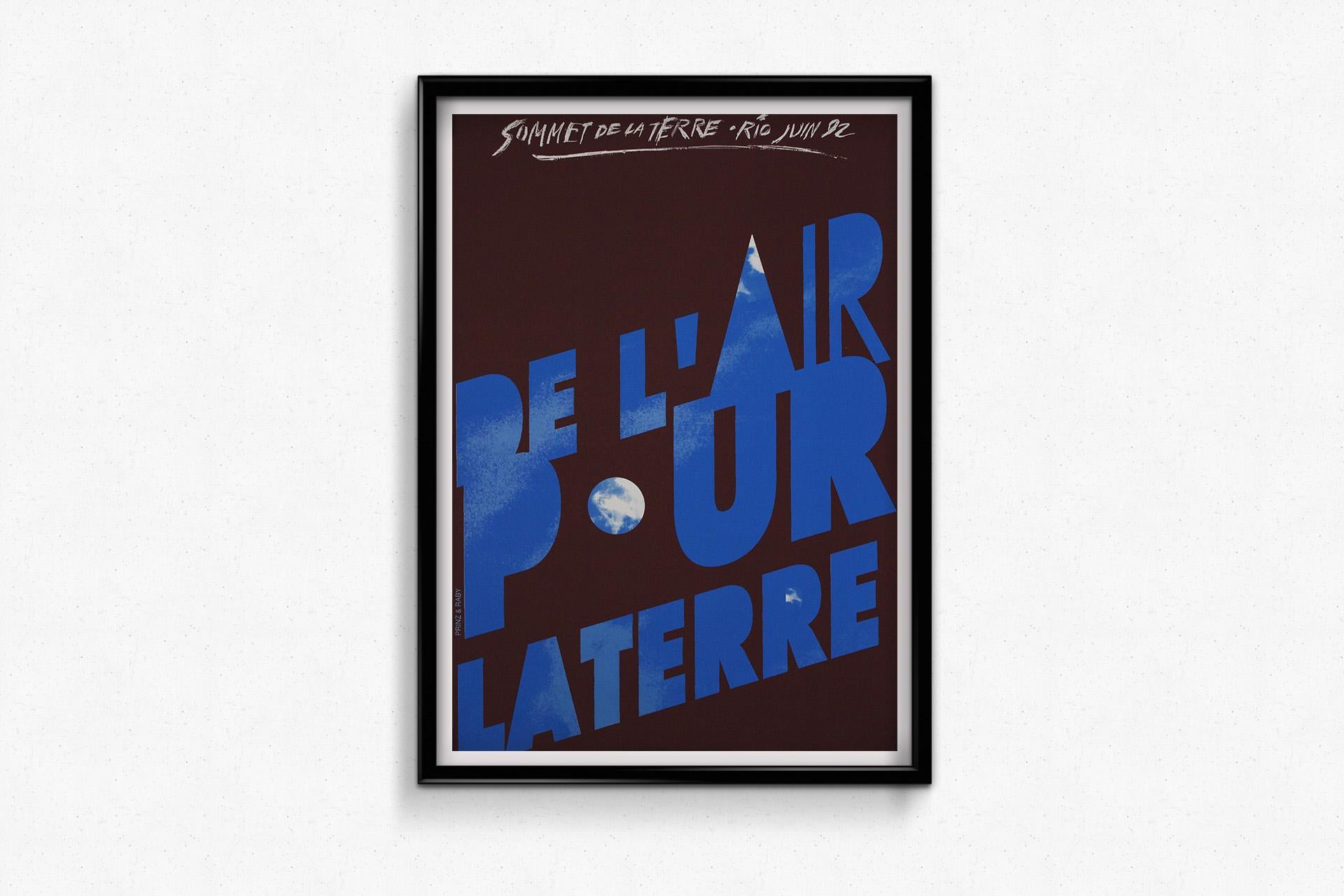 In 1992, the Earth Summit (Sommet de la Terre) in Rio de Janeiro marked a historic moment in global environmental action. Designed by Willy Niprinz, this original poster was created to raise awareness of the summit’s urgent environmental