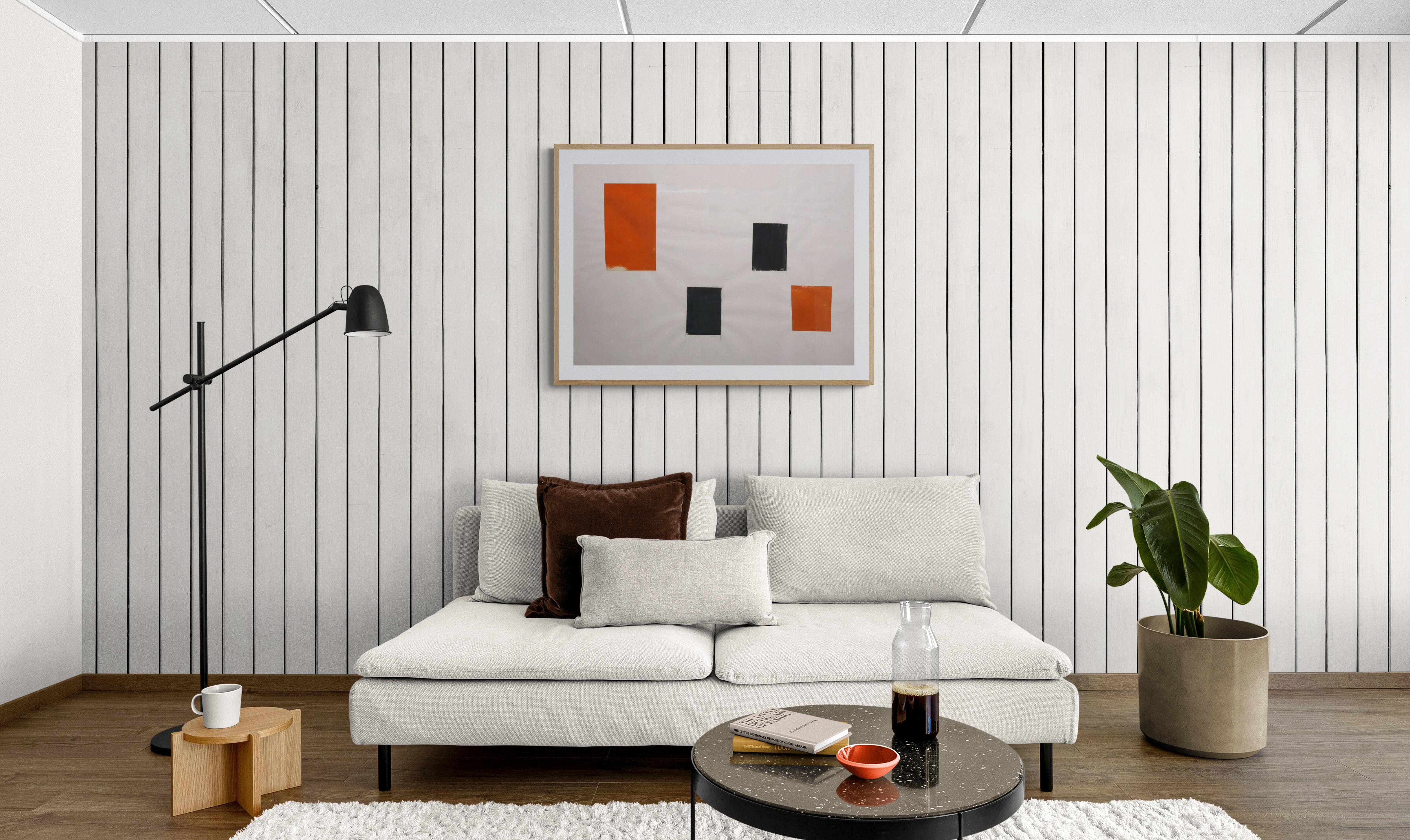 Abstracto geométrico sin título (Minimalismo, Rojo, Negro, Collage, ~78% DESCUENTO) - Painting Minimalista de Willy Oster
