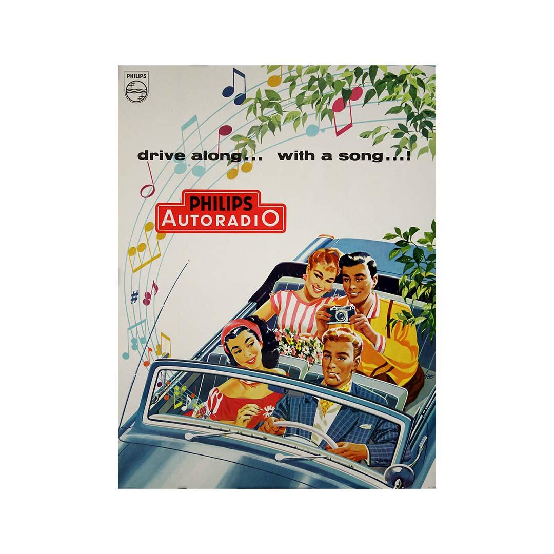 Poster pubblicitario originale di Willy Pot per Philips Autoradio in vendita 3