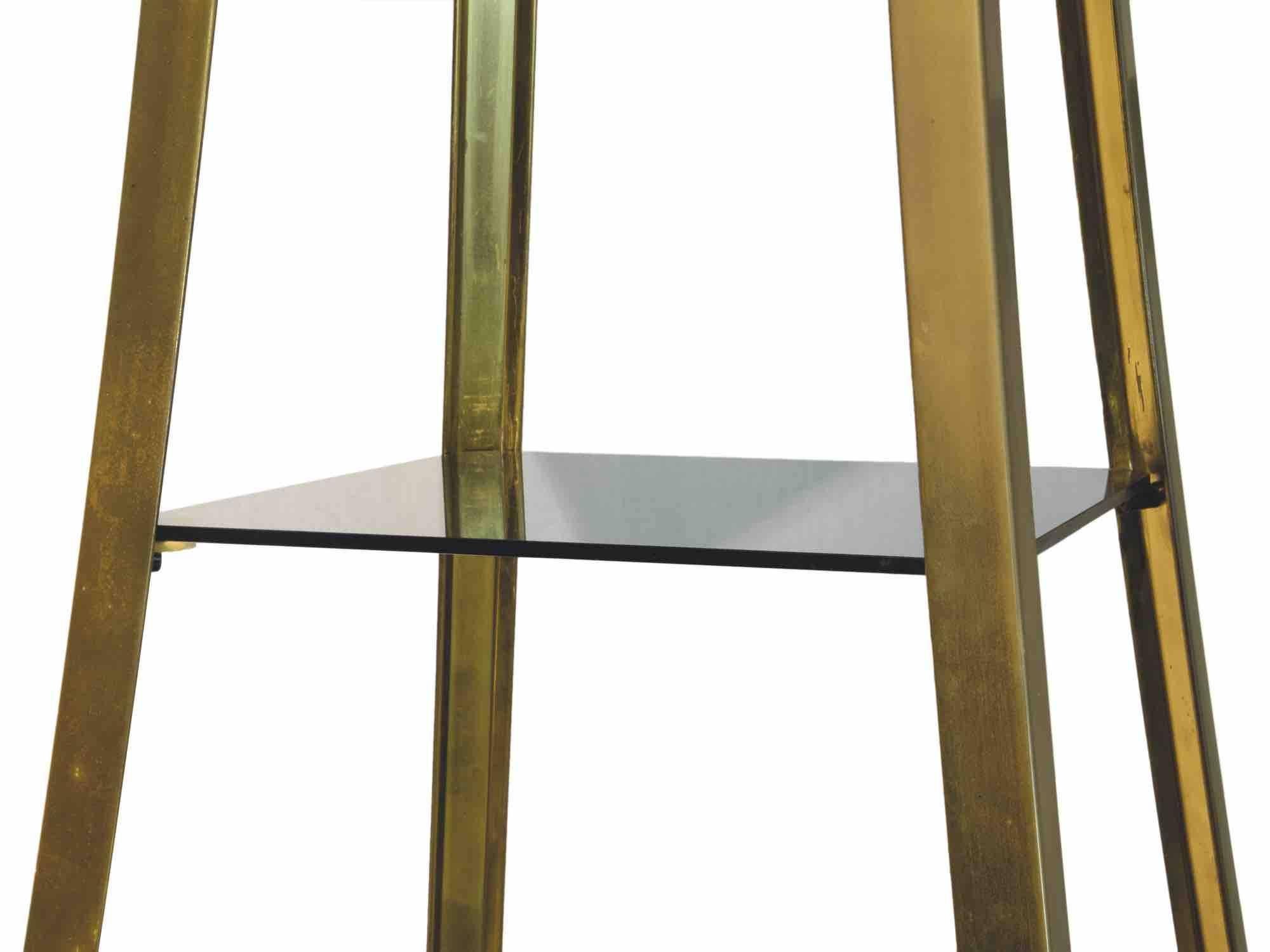 Willy Rizzo, Pair of Stands with Obelisk Shape in Brass and Glass 1