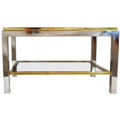 Willy Rizzo, 1970s Coffee Table in Brass, Chrome and Glass Willy Rizzo, 1970s Coffee Table in Brass, Chrome and Glass