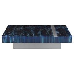 Willy Rizzo 1970s Italian Vintage Faux Marble Coffee Table con accenti in alluminio