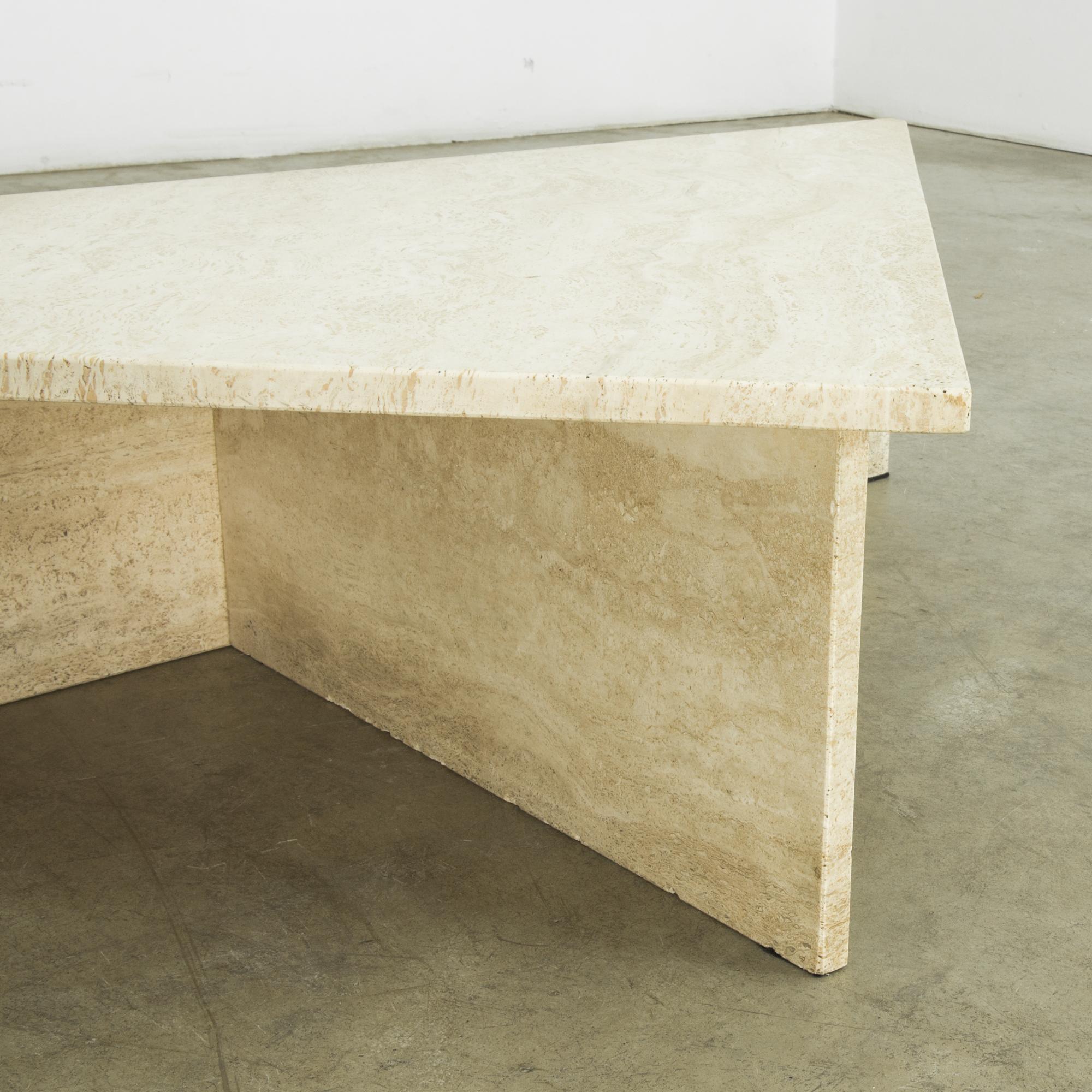 Willy Rizzo 1970s Travertine Triangle Coffee Table 4