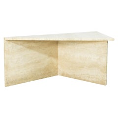 Retro Willy Rizzo 1970s Travertine Triangle Coffee Table