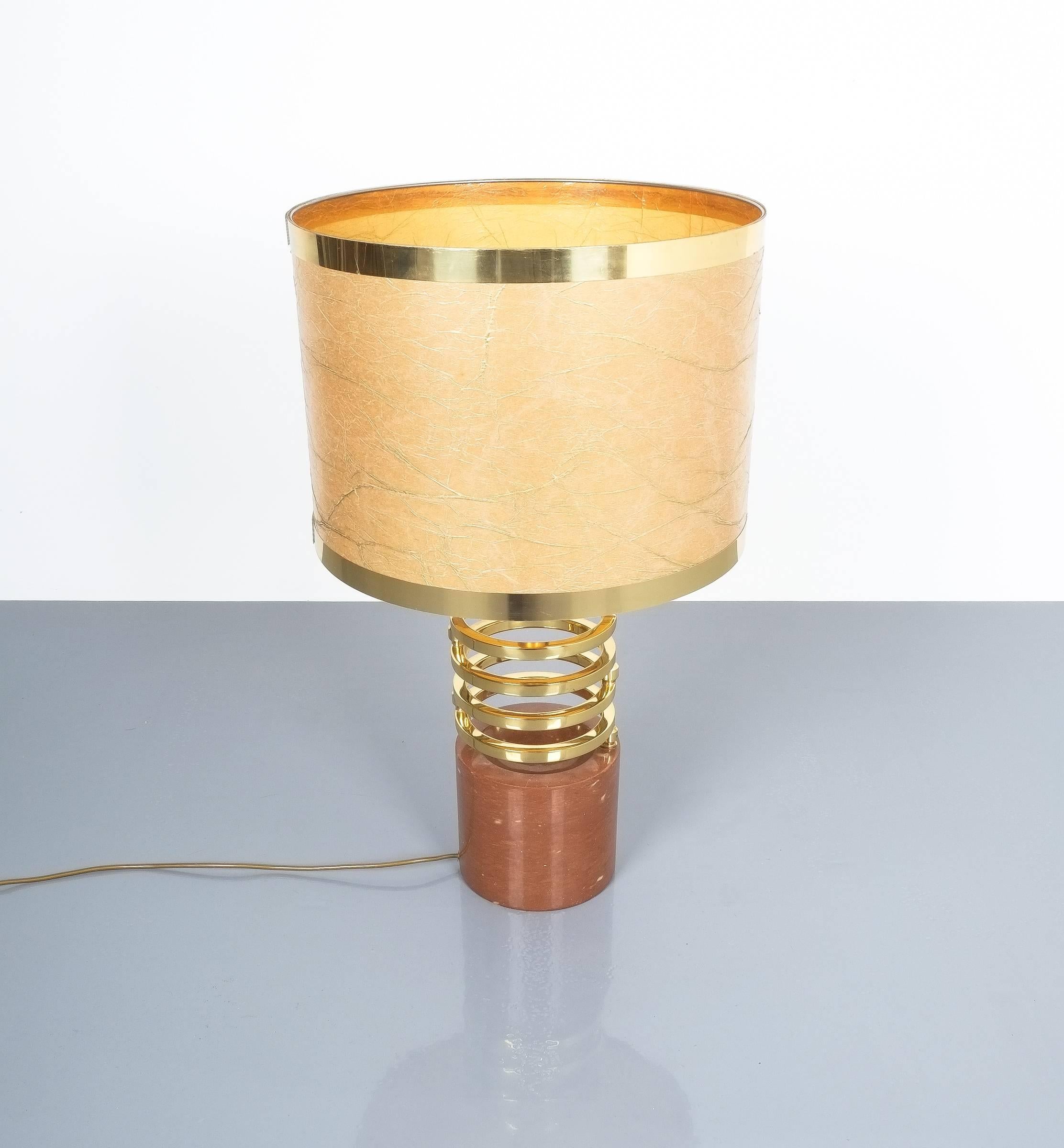 Willy Rizzo Adjustable Table Lamp for BF Red Marble Brass, 1970 For Sale 4