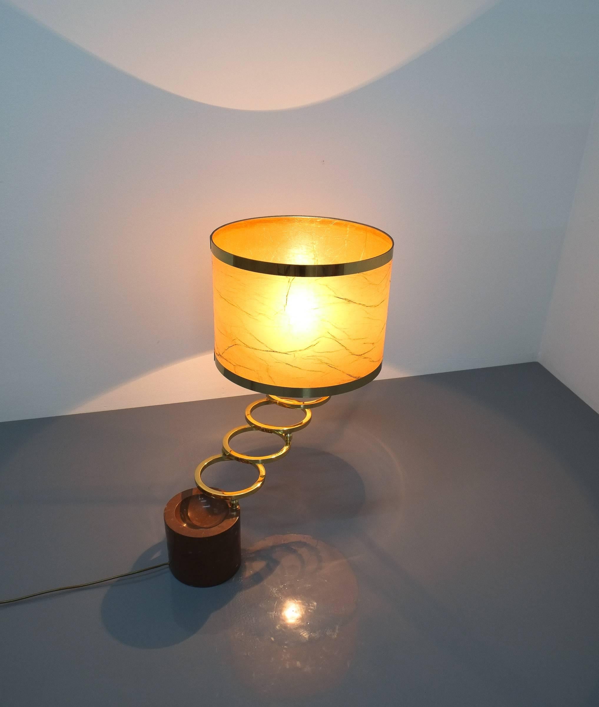 Willy Rizzo Adjustable Table Lamp for BF Red Marble Brass, 1970 For Sale 1