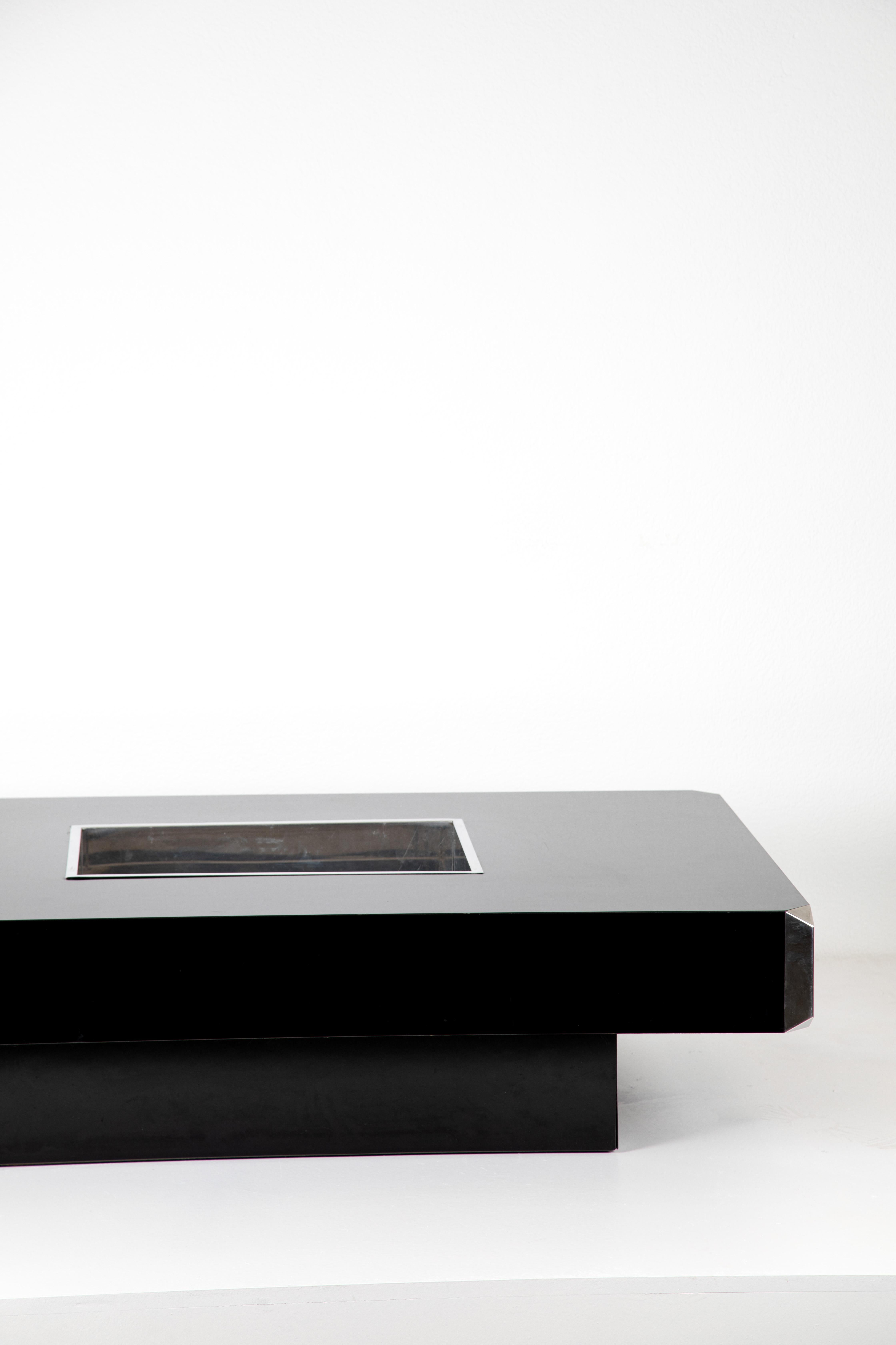 Milieu du XXe siècle Table basse noire Willy Rizzo Alveo en vente