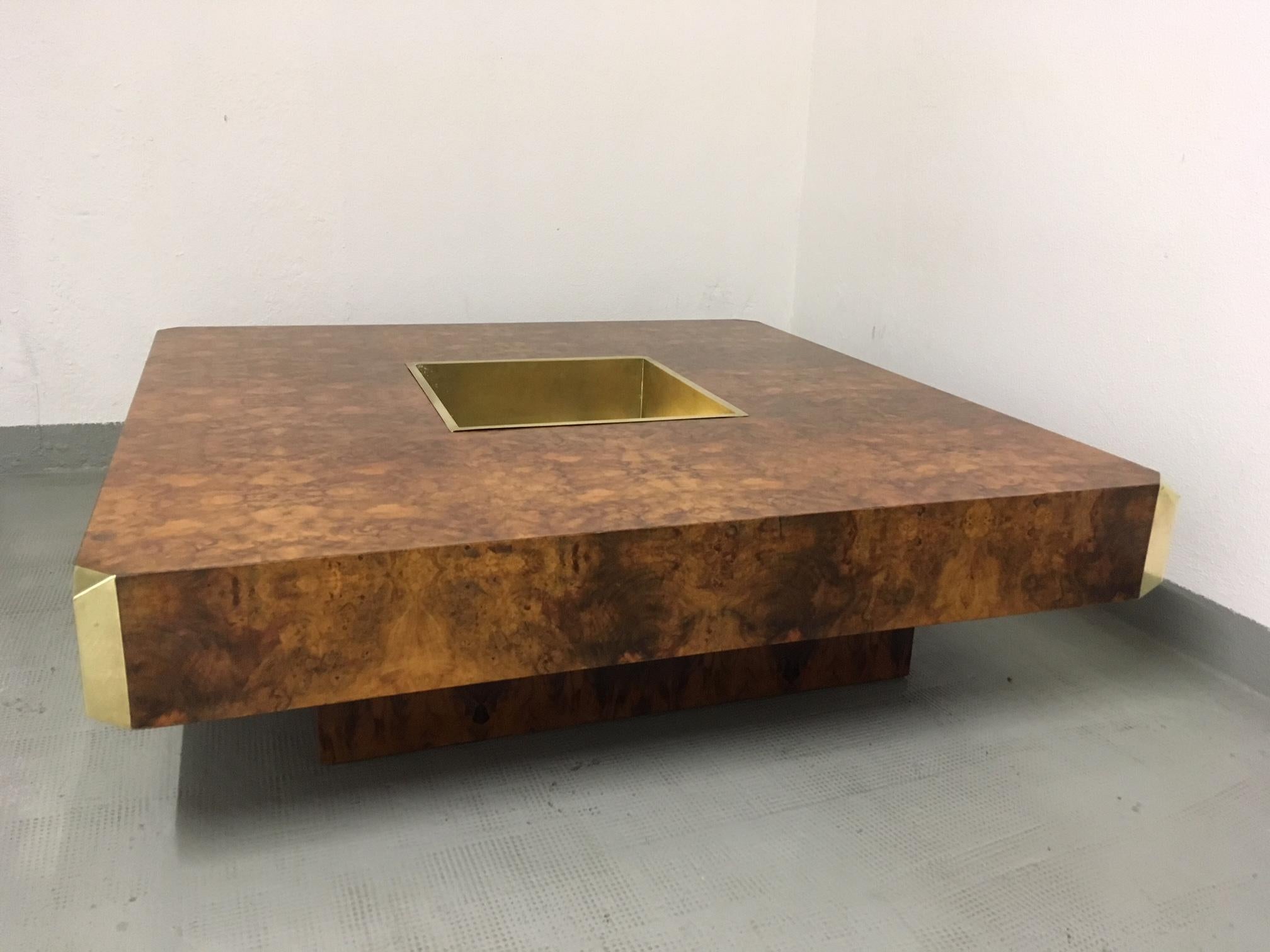 Willy Rizzo Alveo Burl Wood Cocktail Table, 1970s 4