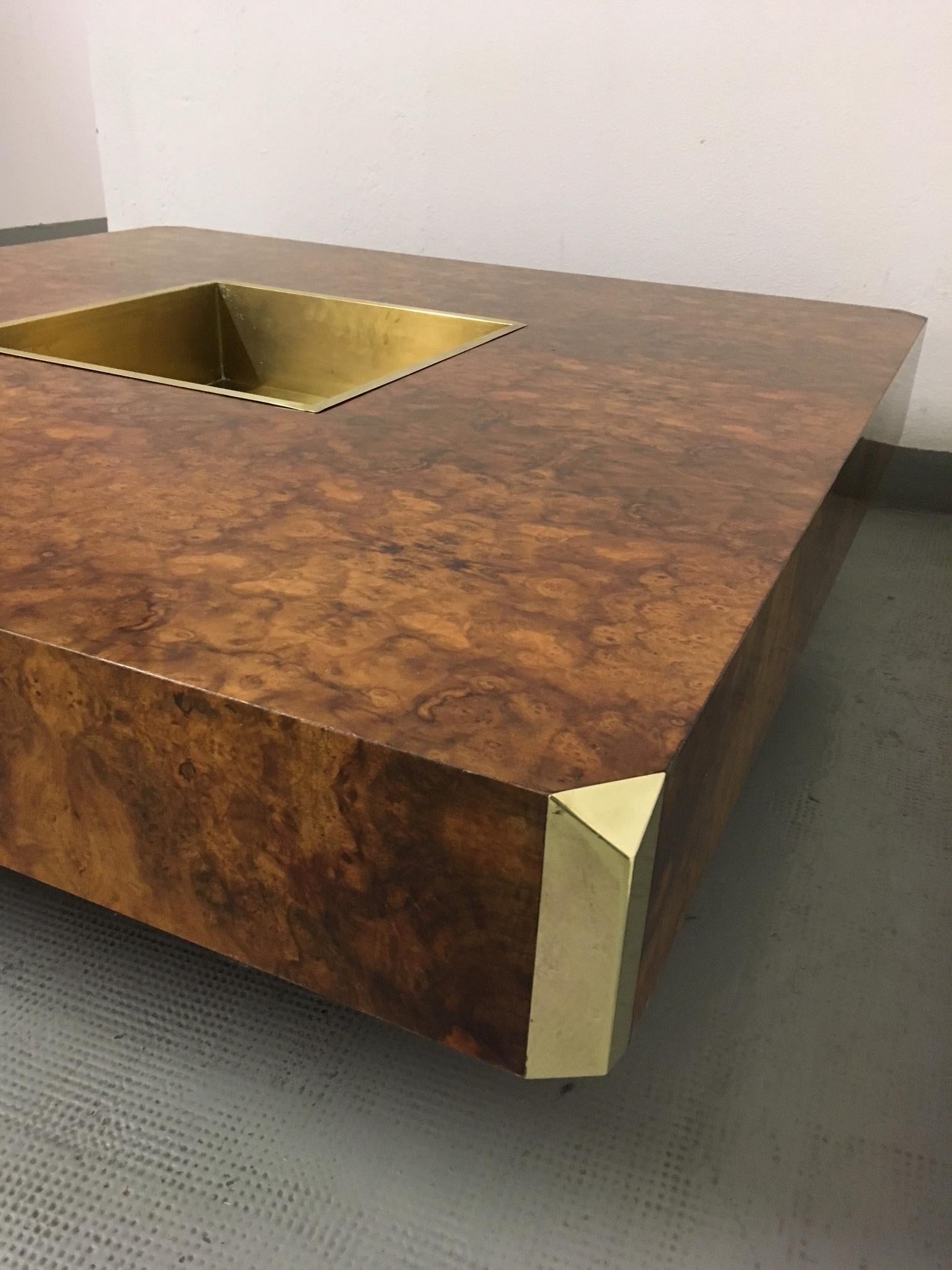 Willy Rizzo Alveo Burl Wood Cocktail Table, 1970s 3