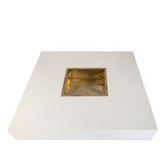 Willy Rizzo "Alveo" Squared White Brass Italian Center Table, 1970