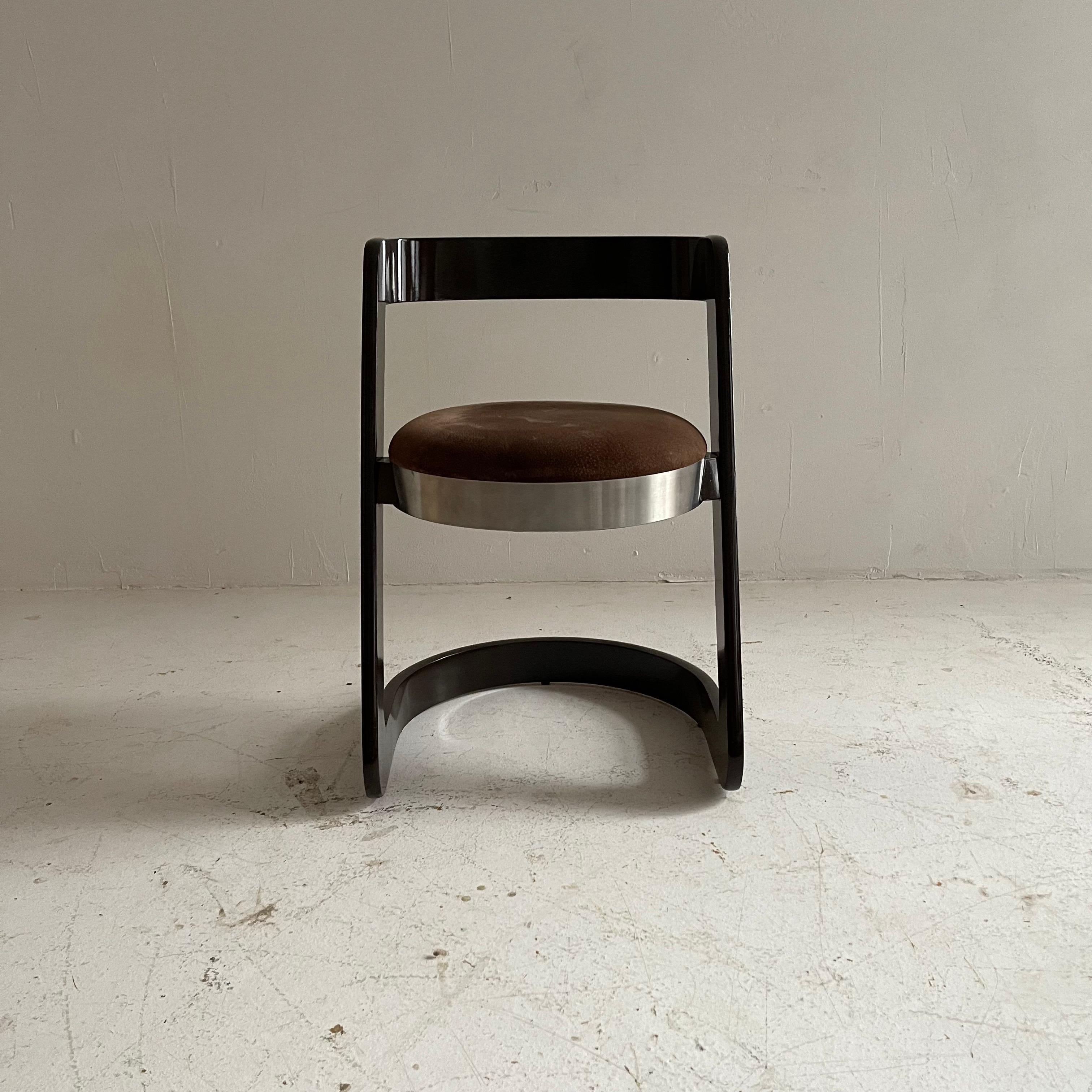 Mid-Century Modern Willy Rizzo Arm Side Chair, Italy 1976