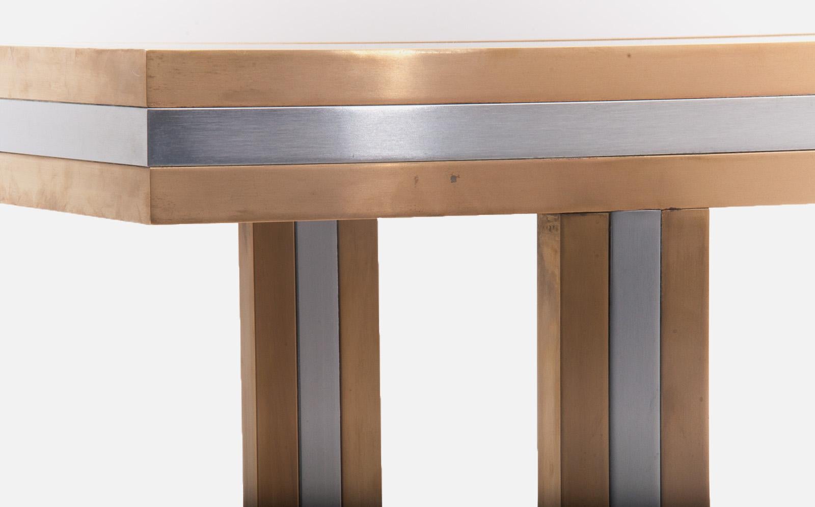 Late 20th Century Willy Rizzo Attributed Console Table, in Brass, 1970, France, Bicolored