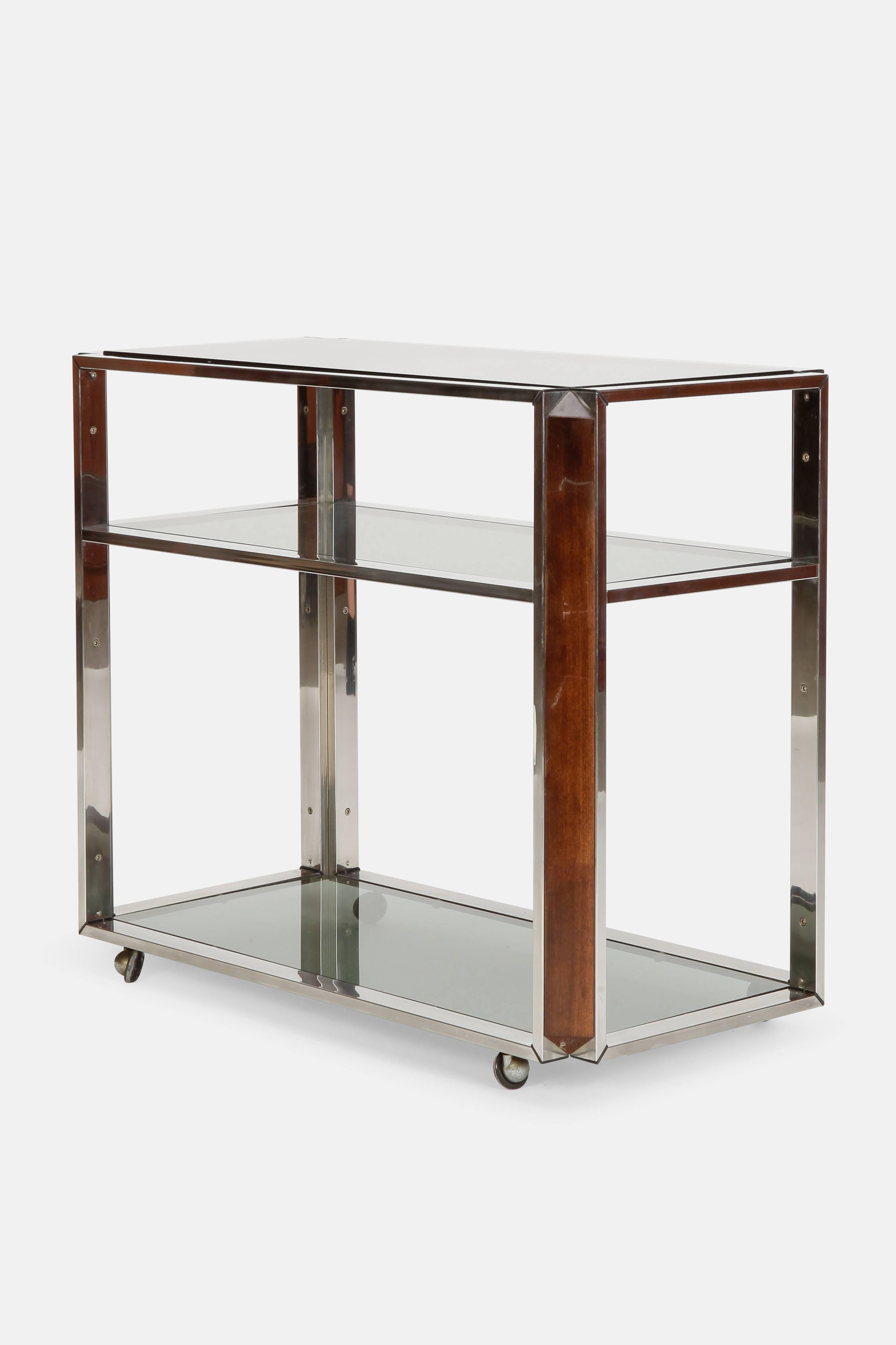 Mid-Century Modern Willy Rizzo Attr. Bar Cart Chrome 1970s