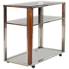 Willy Rizzo Attr. Bar Cart Chrome 1970s