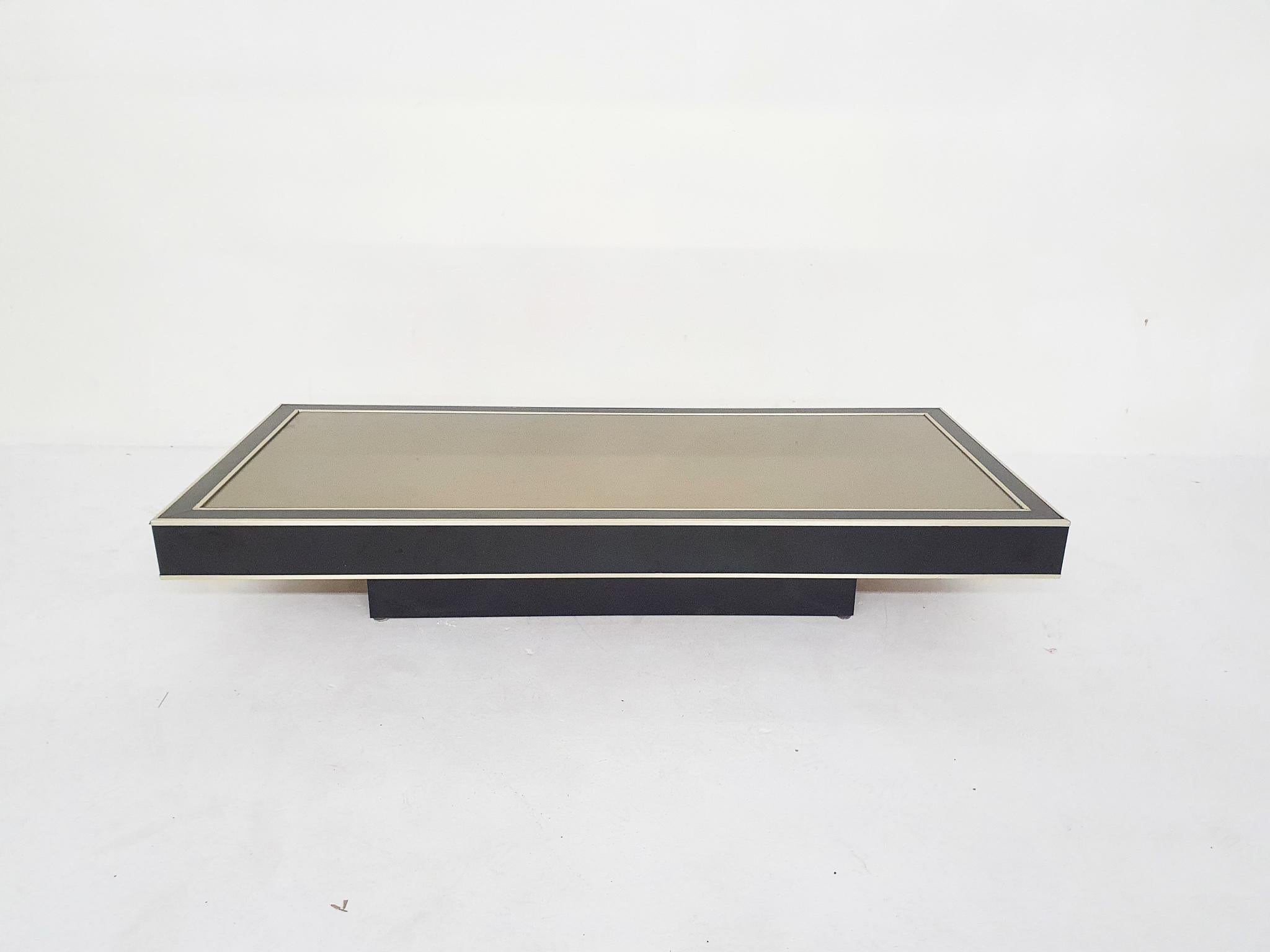 Mid-Century Modern Willy Rizzo Attrb. Mirrored Coffee Table, Belgium 1970's