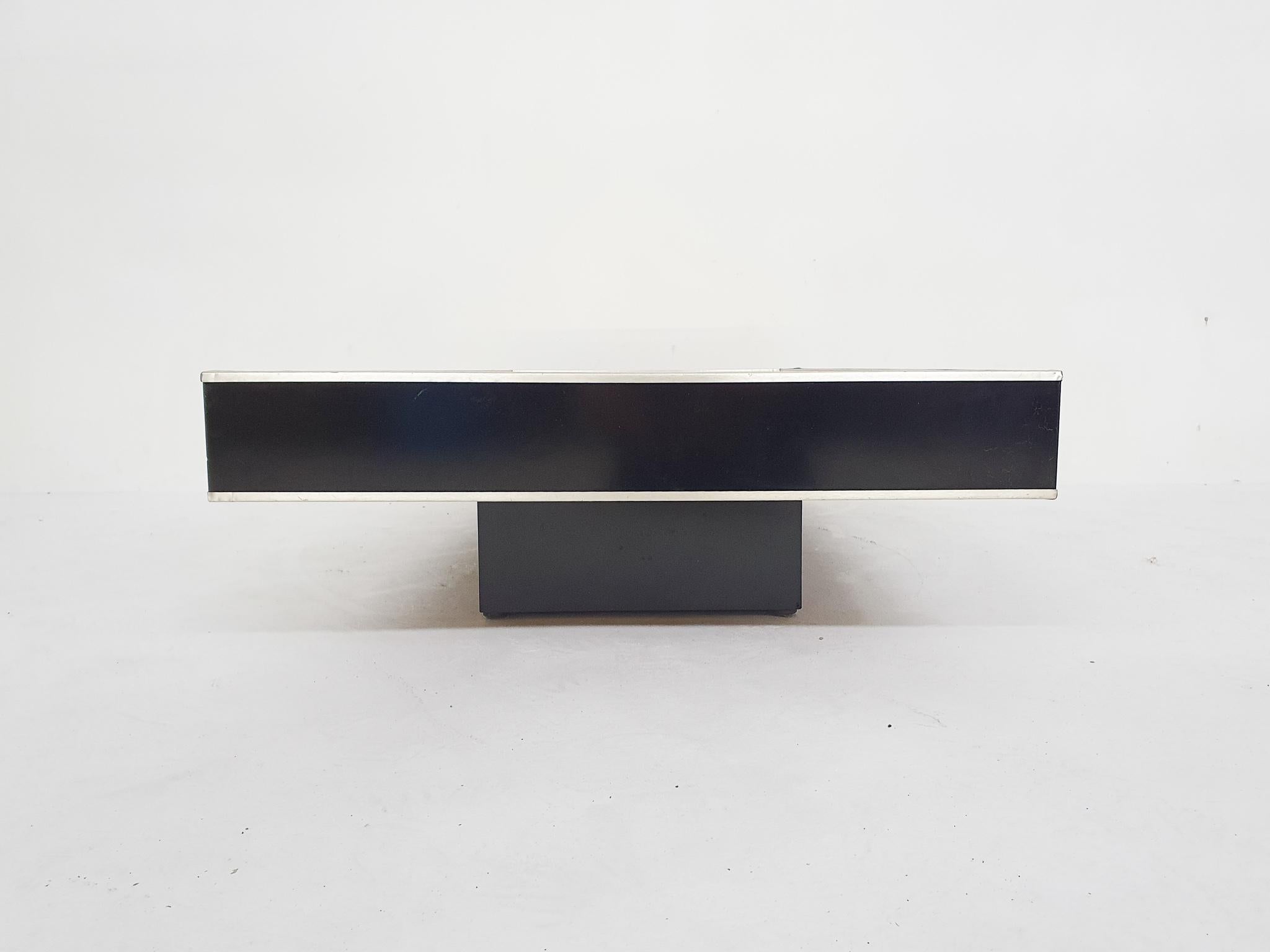 Willy Rizzo Attrb. Mirrored Coffee Table, Belgium 1970's 2