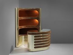 Meuble de bar Willy Rizzo en métal et daim marron