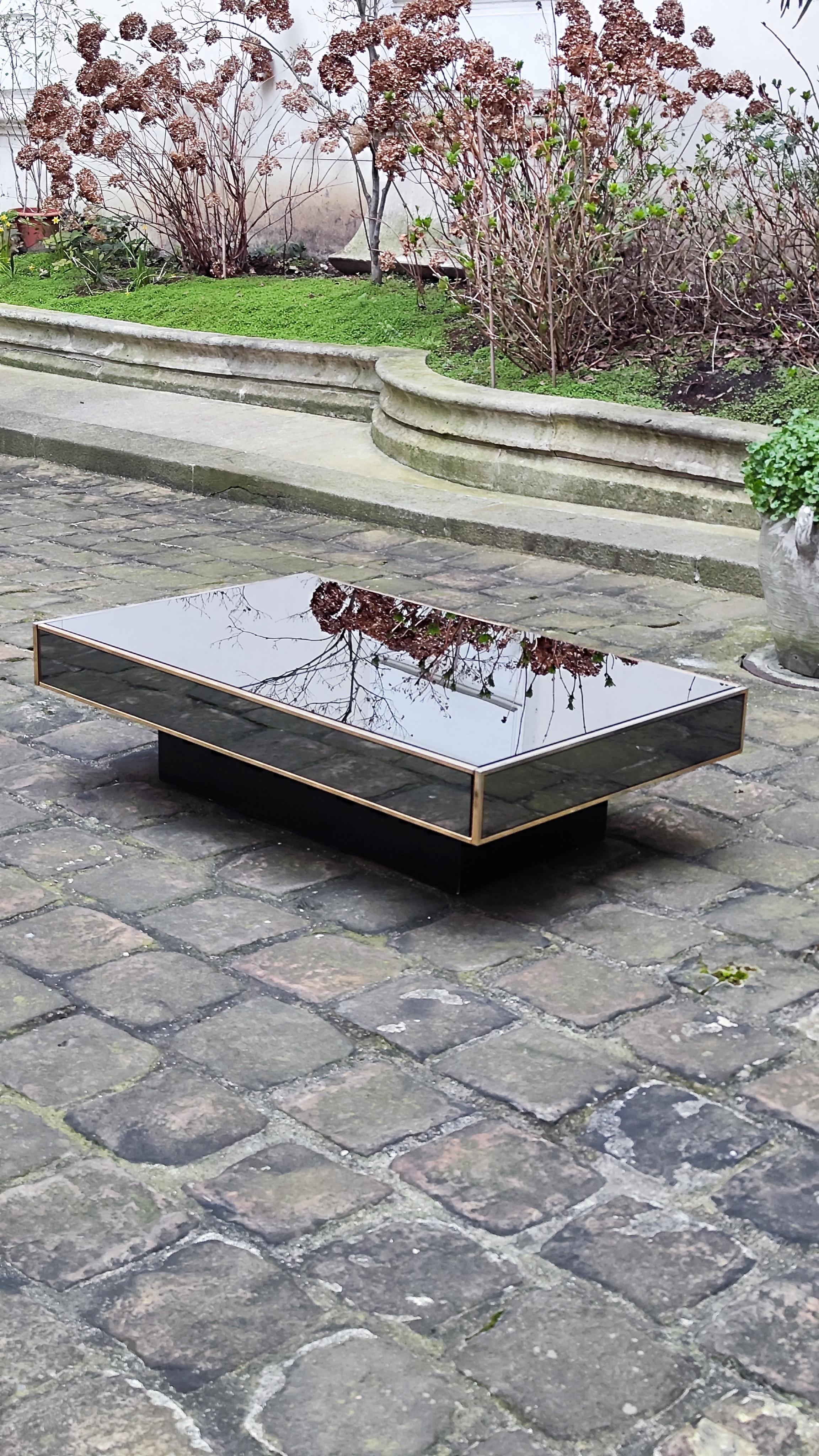 Aluminum In the style of Willy Rizzo Bar cocktail Coffee Table, 70s - 1970, Italy - Cidue For Sale