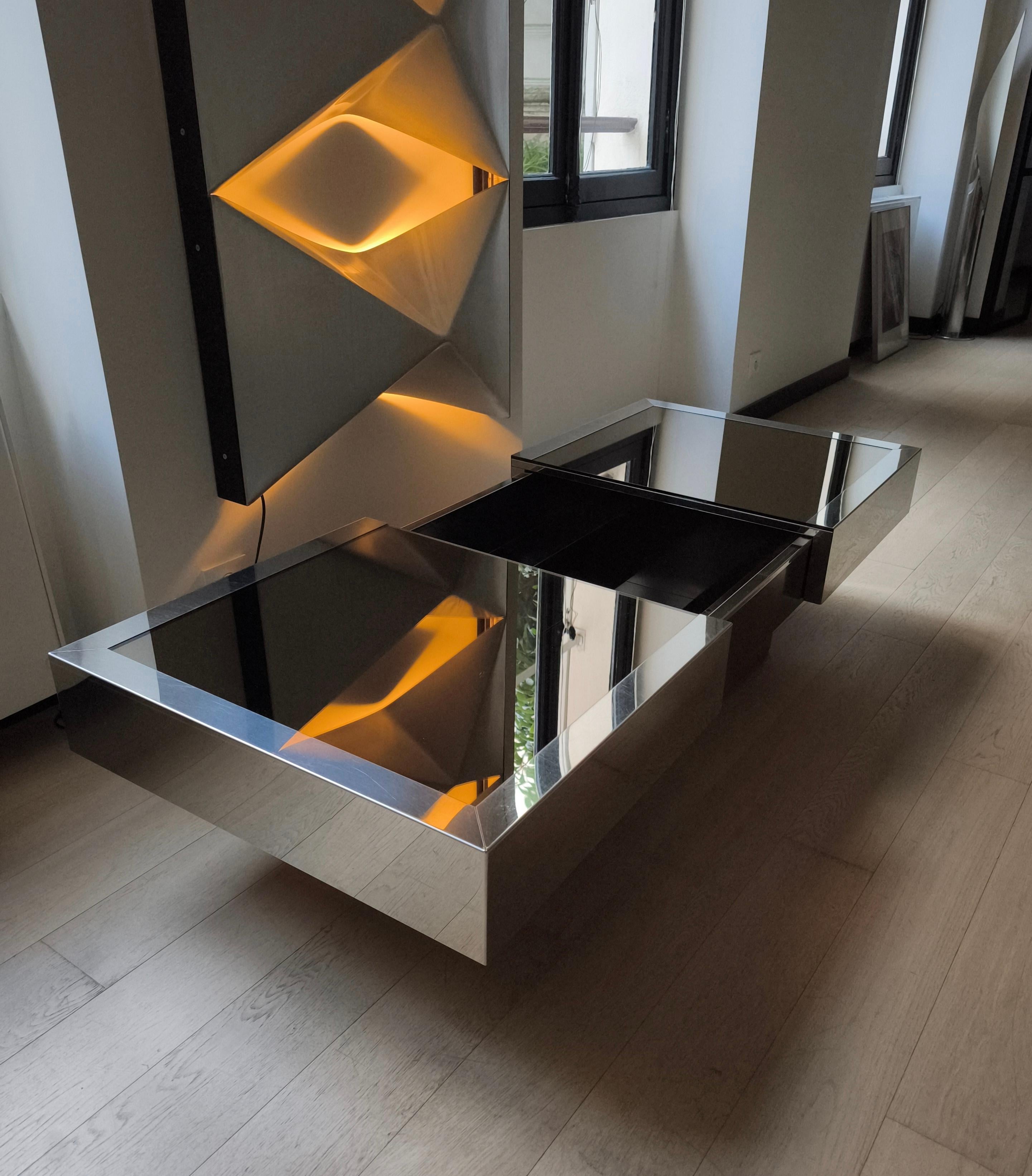 Willy Rizzo bar coffee table - 70s - Italian design In Fair Condition In Paris, FR