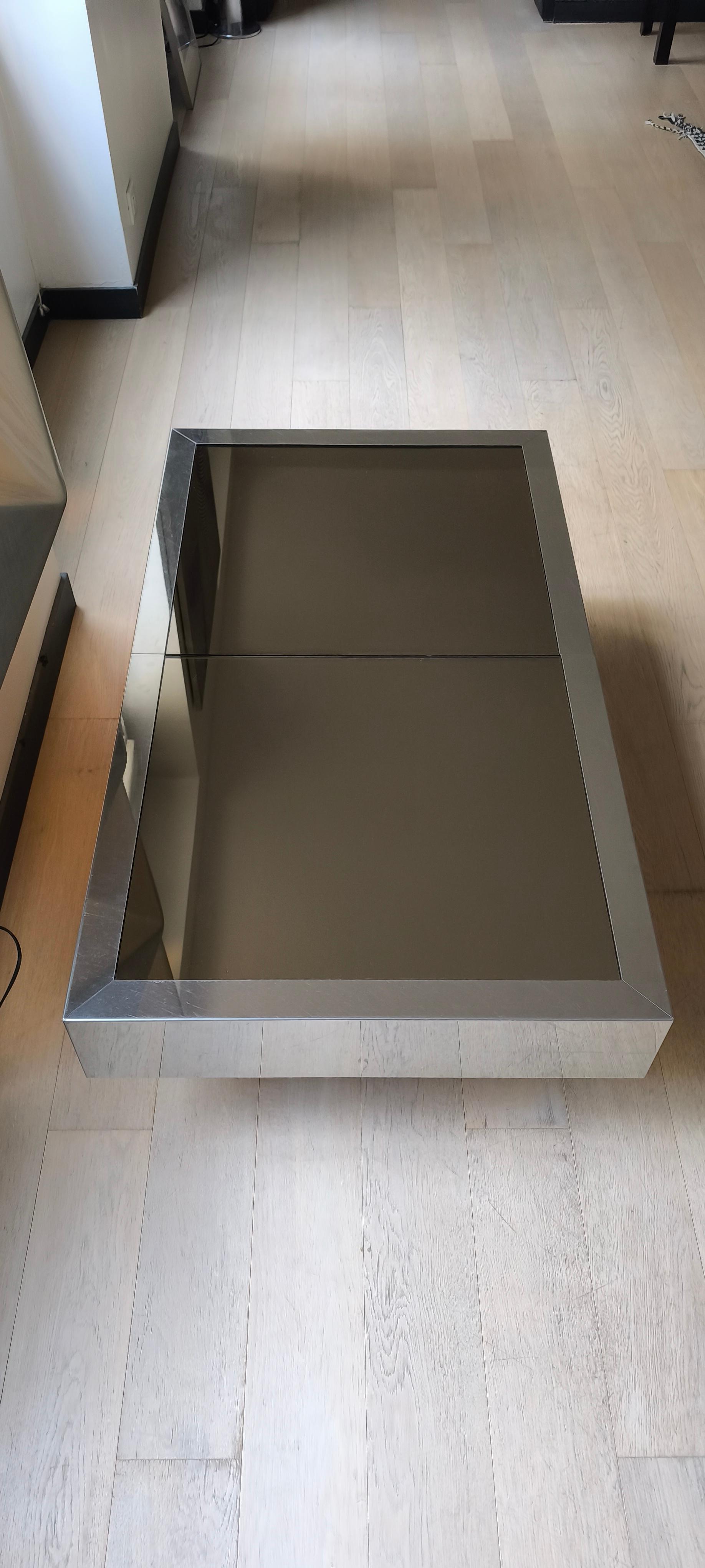 Stainless Steel Willy Rizzo bar coffee table - 70s - Italian design