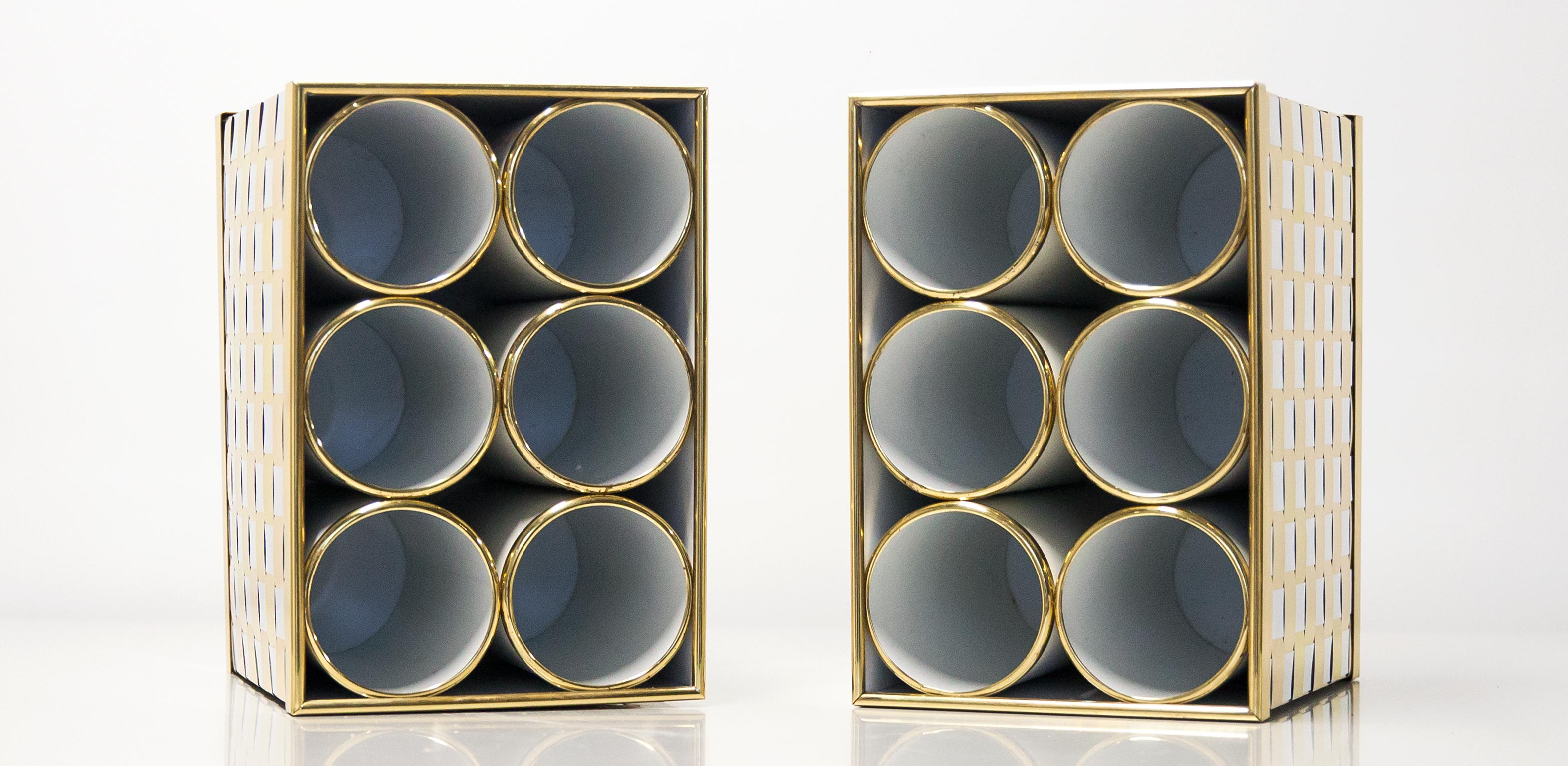 Late 20th Century One Willy Rizzo Bicolor Bottle Holder Umbrella Stand Italy 1970 For Sale
