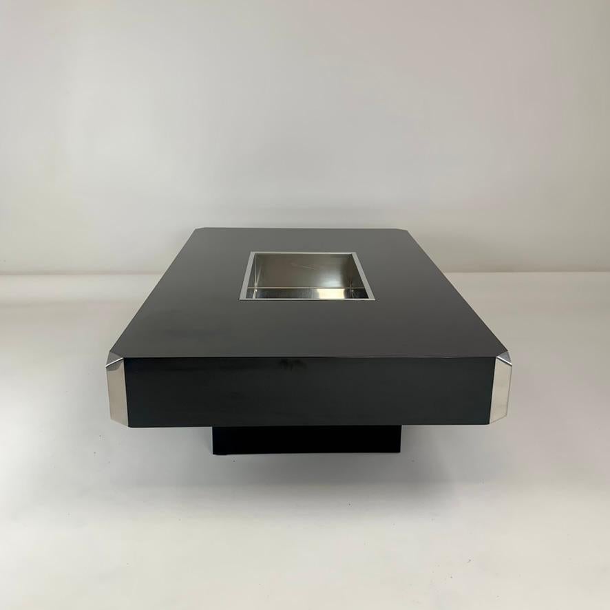 Tavolino Alveo nero di Willy Rizzo, 1972 circa, Italia. In condizioni buone in vendita a Brussels, BE