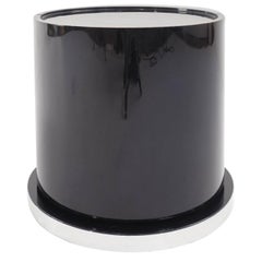 Willy Rizzo Black Lacquered Round Ghost Dry Bar Mod. Tube, Italy, 1972