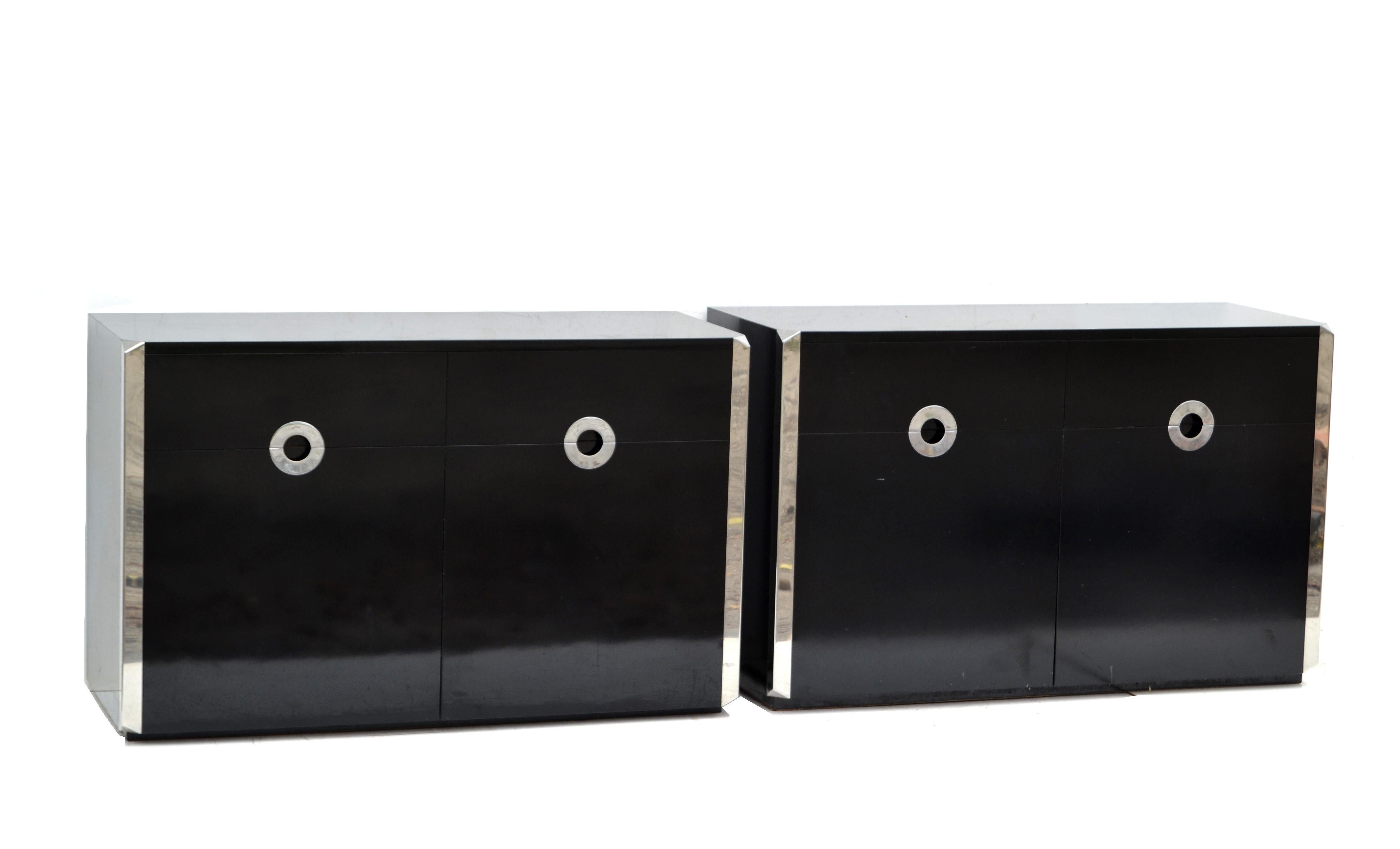 black and chrome sideboard