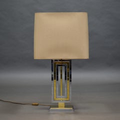 Lampe de table Willy Rizzo en laiton et chrome:: Italie:: 1970