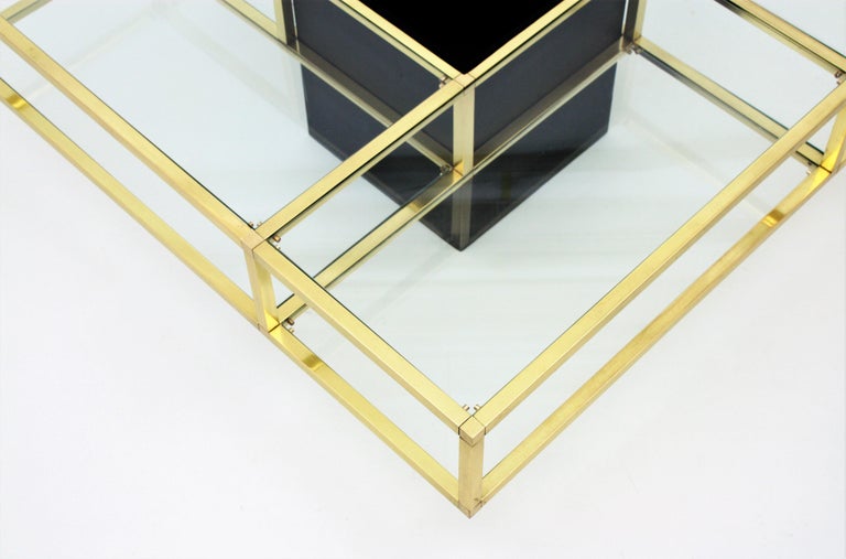 Brass and Glass Large Coffee Table / Drinks attributed to