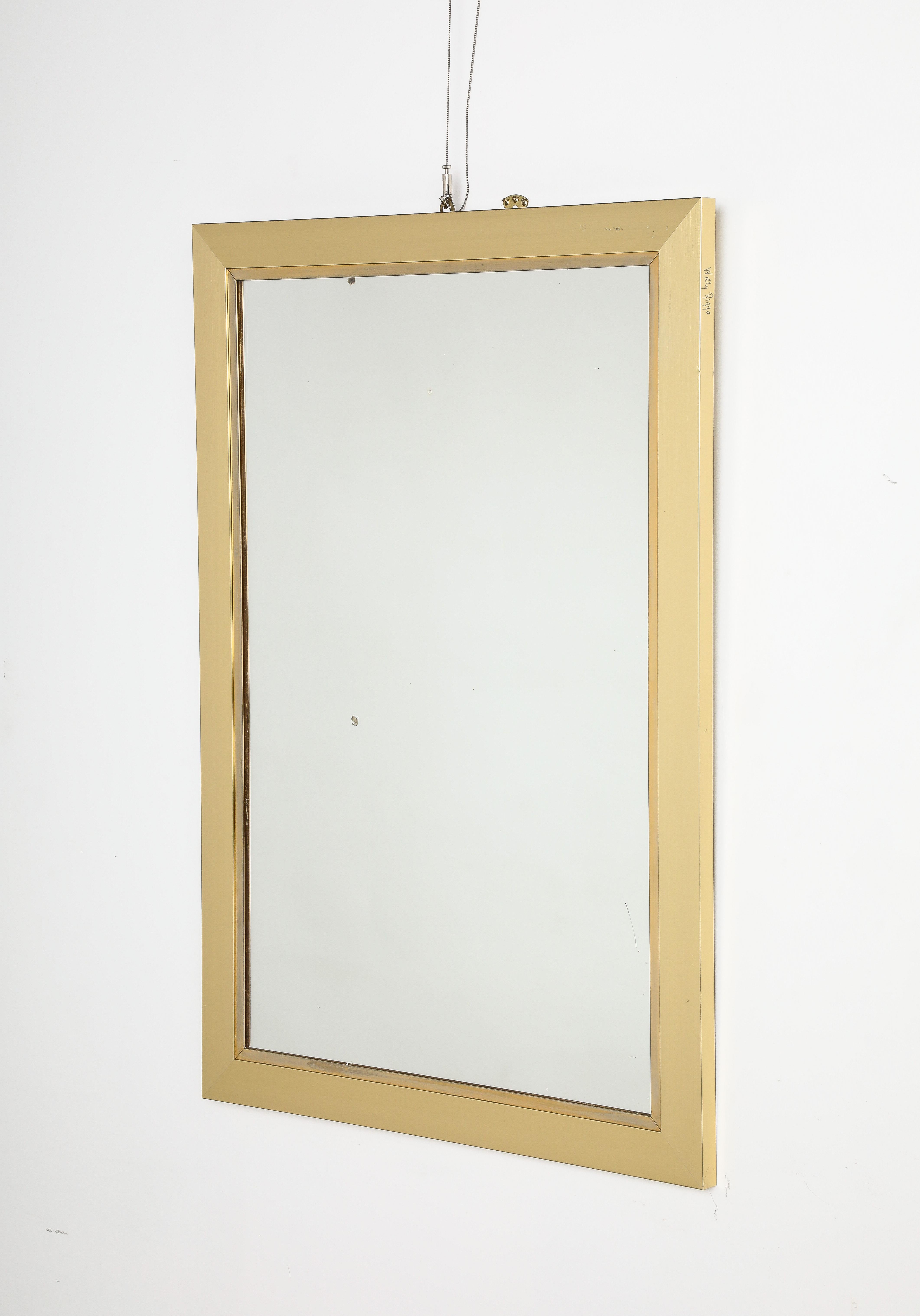 Willy Rizzo Brass Framed Mirror, Italy, circa 1970 For Sale 4
