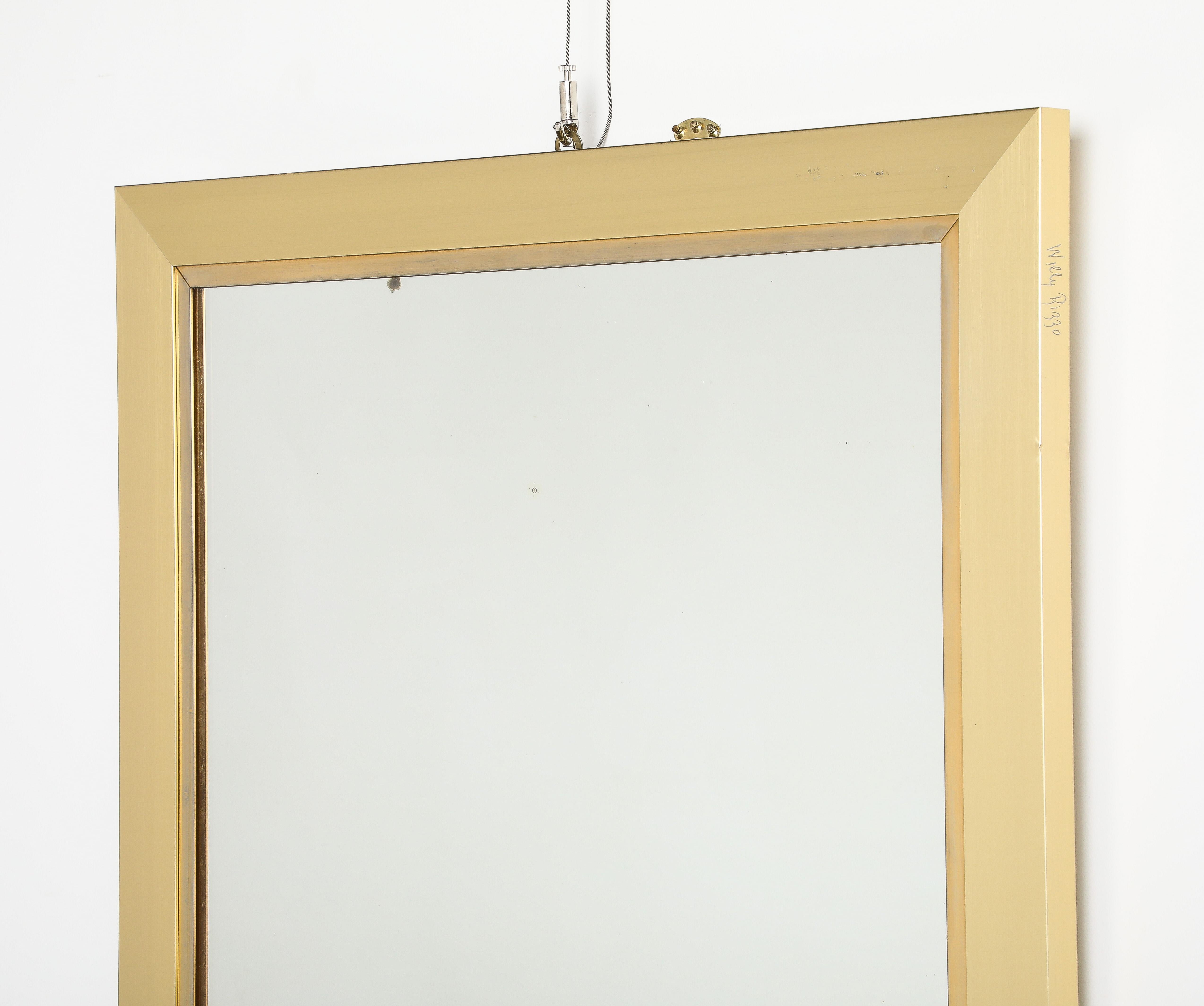 Willy Rizzo Brass Framed Mirror, Italy, circa 1970 For Sale 6