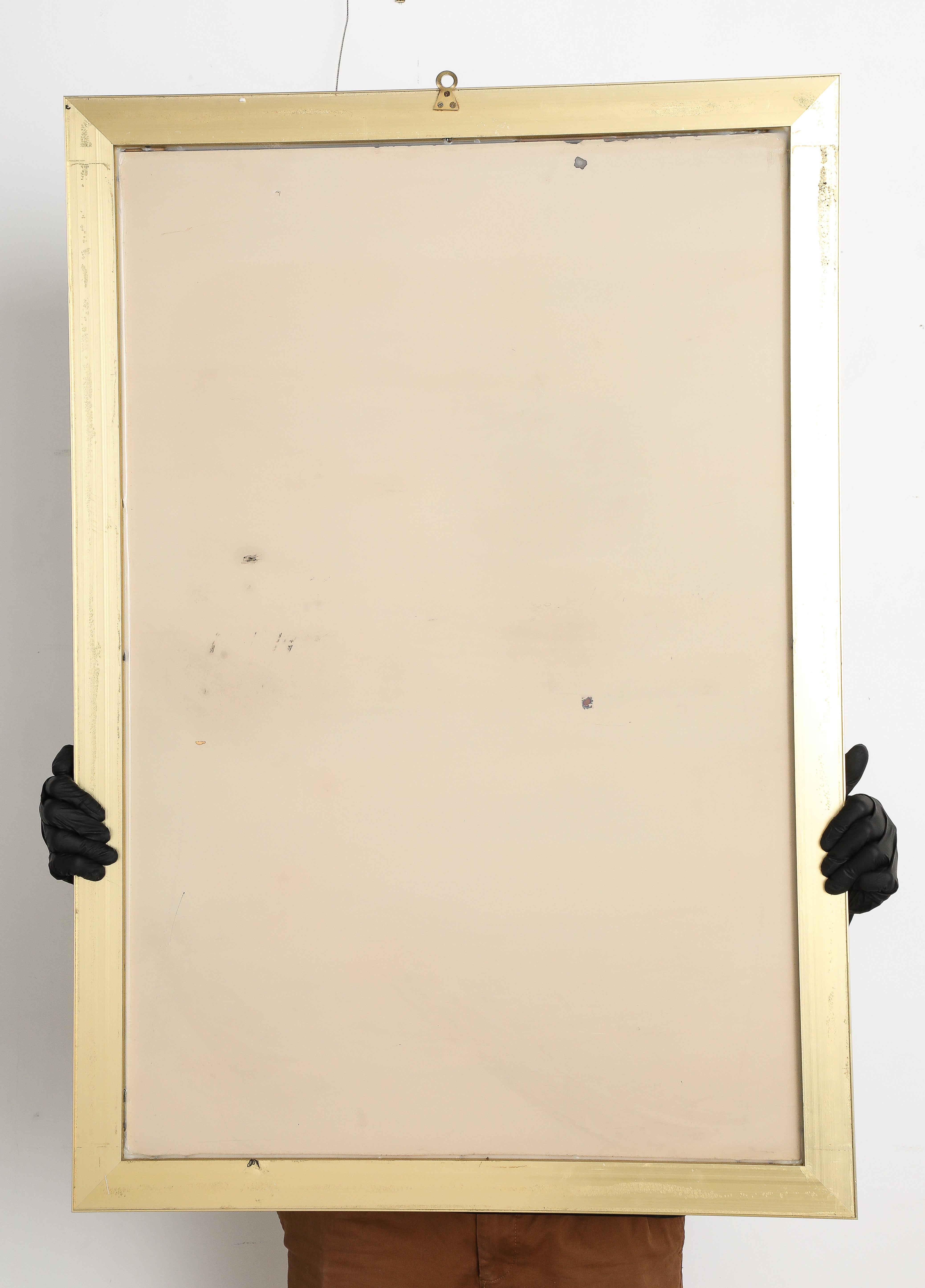 Willy Rizzo Brass Framed Mirror, Italy, circa 1970 For Sale 9