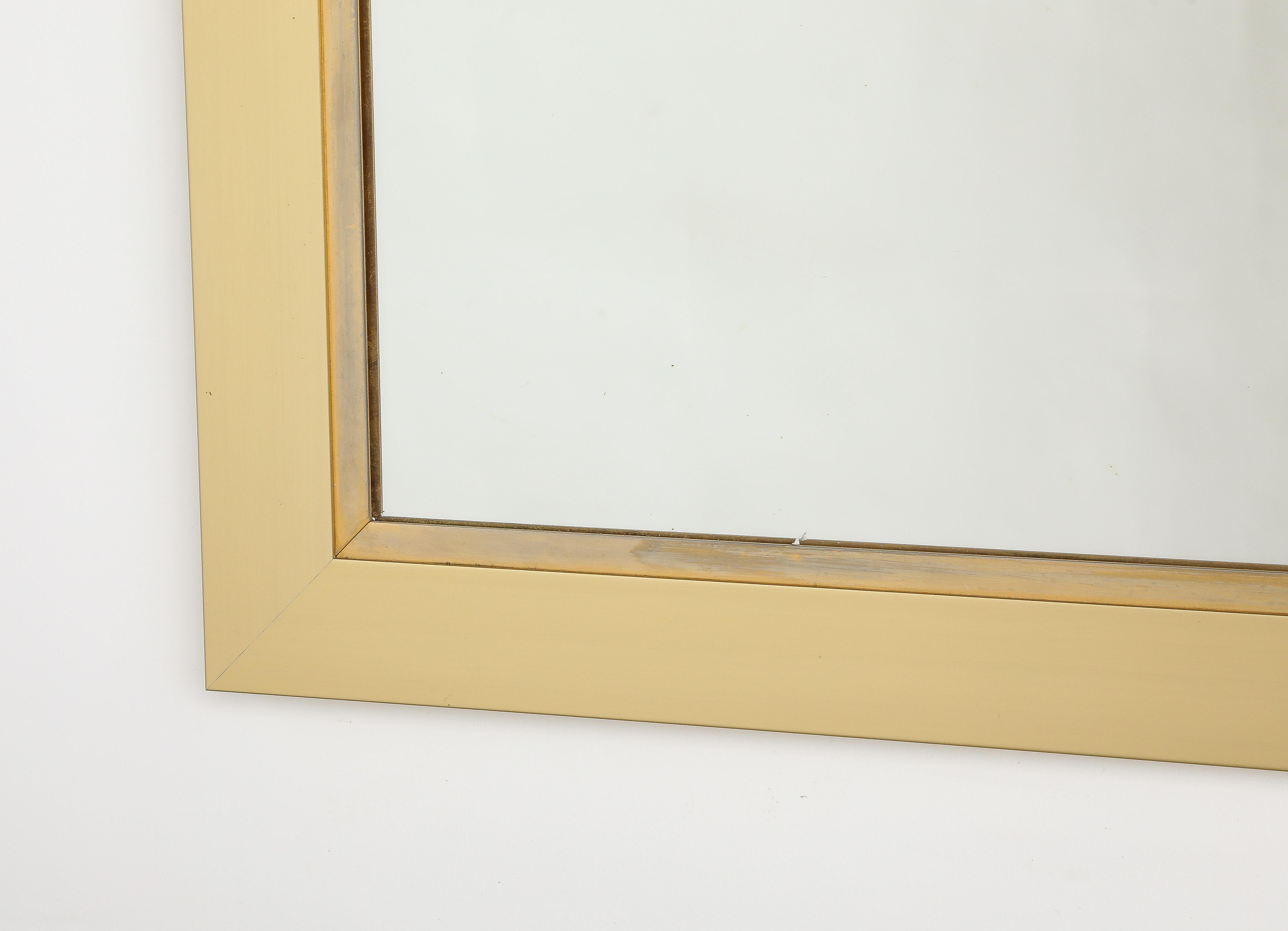 Willy Rizzo Brass Framed Mirror, Italy, circa 1970 For Sale 1