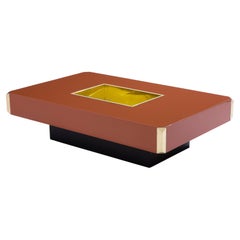 Willy Rizzo Brauner Lack und Messing Bar Couchtisch Alveo 1970er
