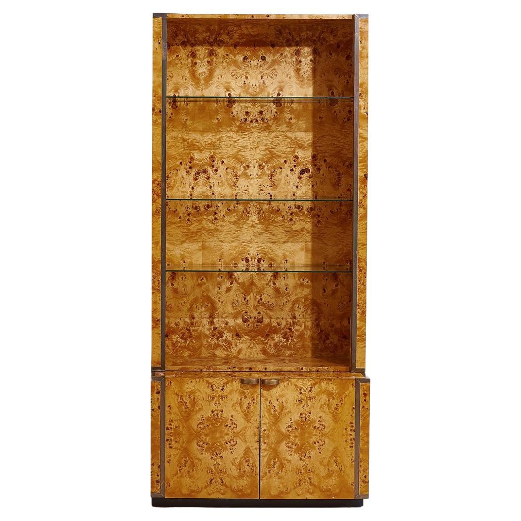Willy Rizzo Burl Wood Bookcase, France, 1970