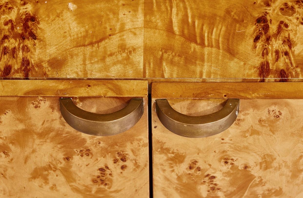 Willy Rizzo Burlwood Bookcases, France, 1970 In Good Condition In Chicago, IL