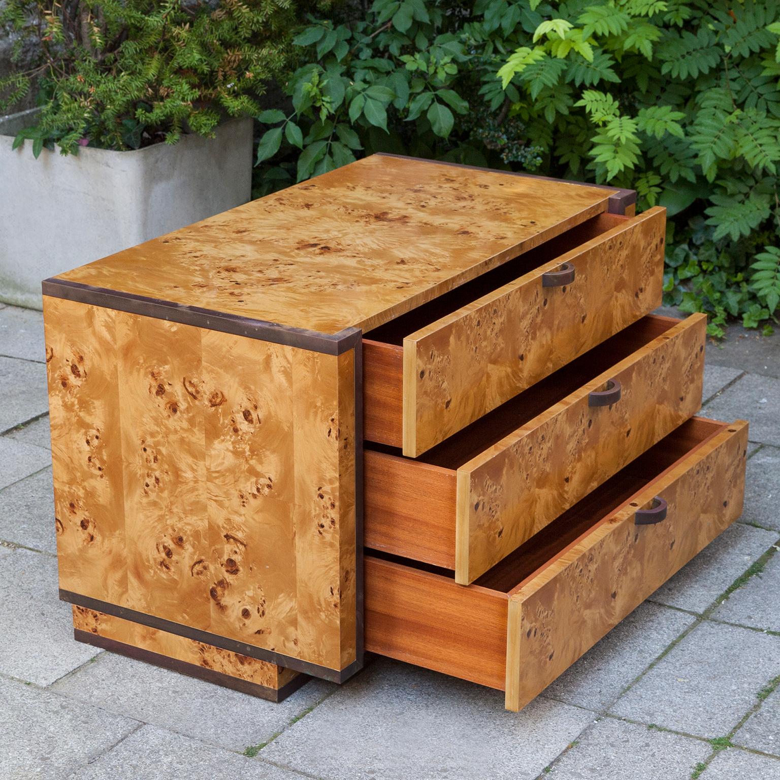 Hollywood Regency Willy Rizzo Style Burl Wood Dresser