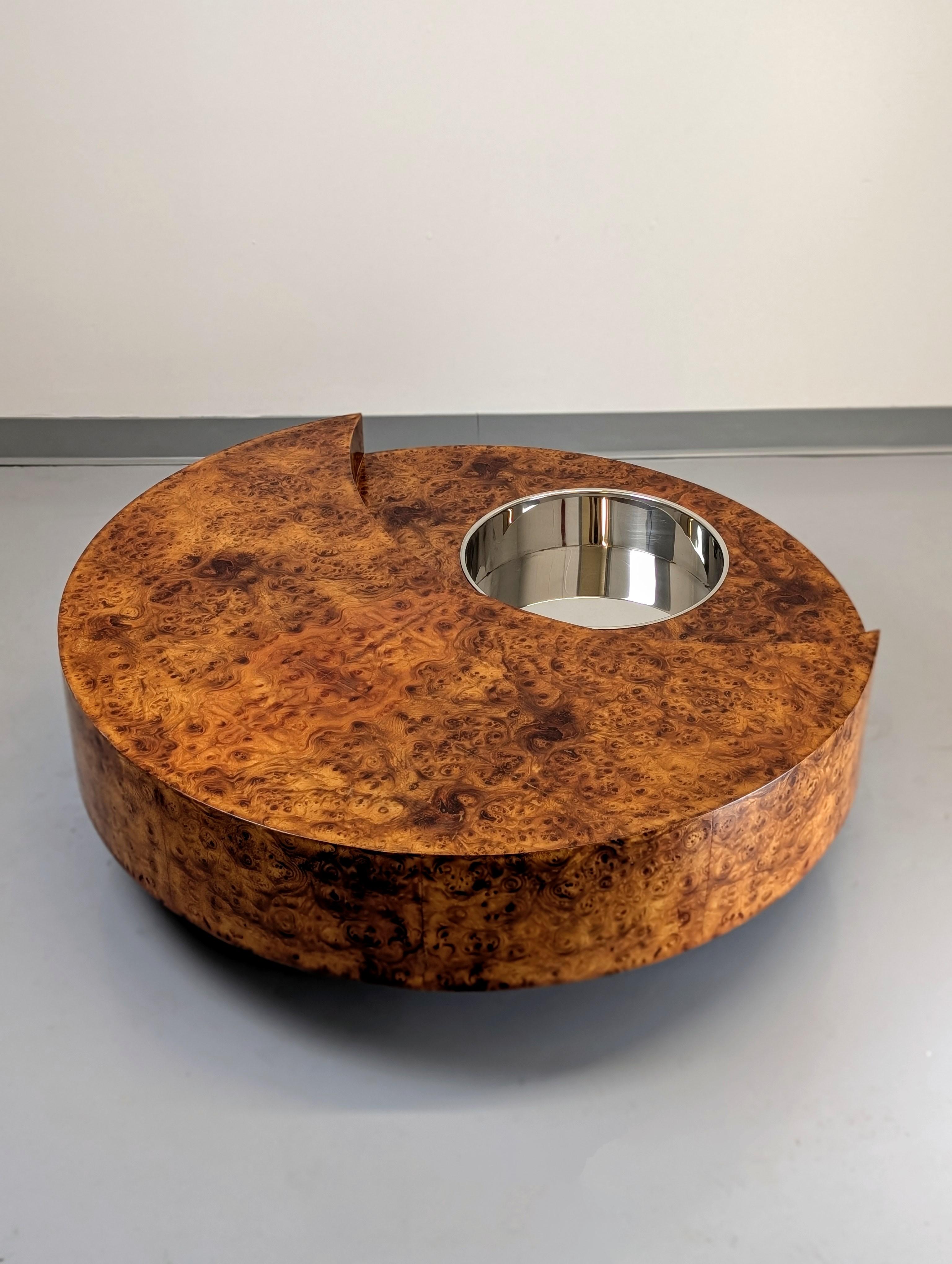 Tavolino girevole Willy Rizzo Burlwood TRG in vendita 1