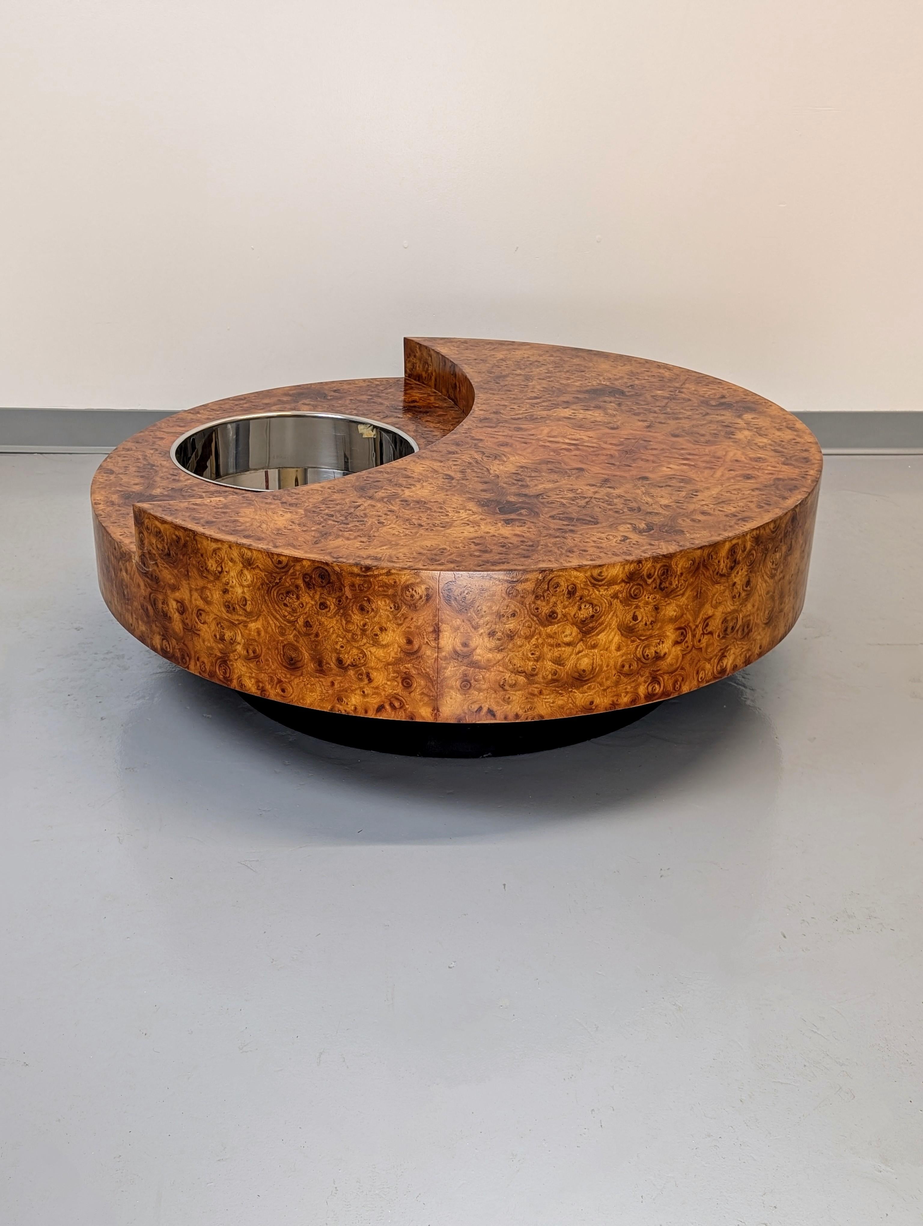 Tavolino girevole Willy Rizzo Burlwood TRG in vendita 2